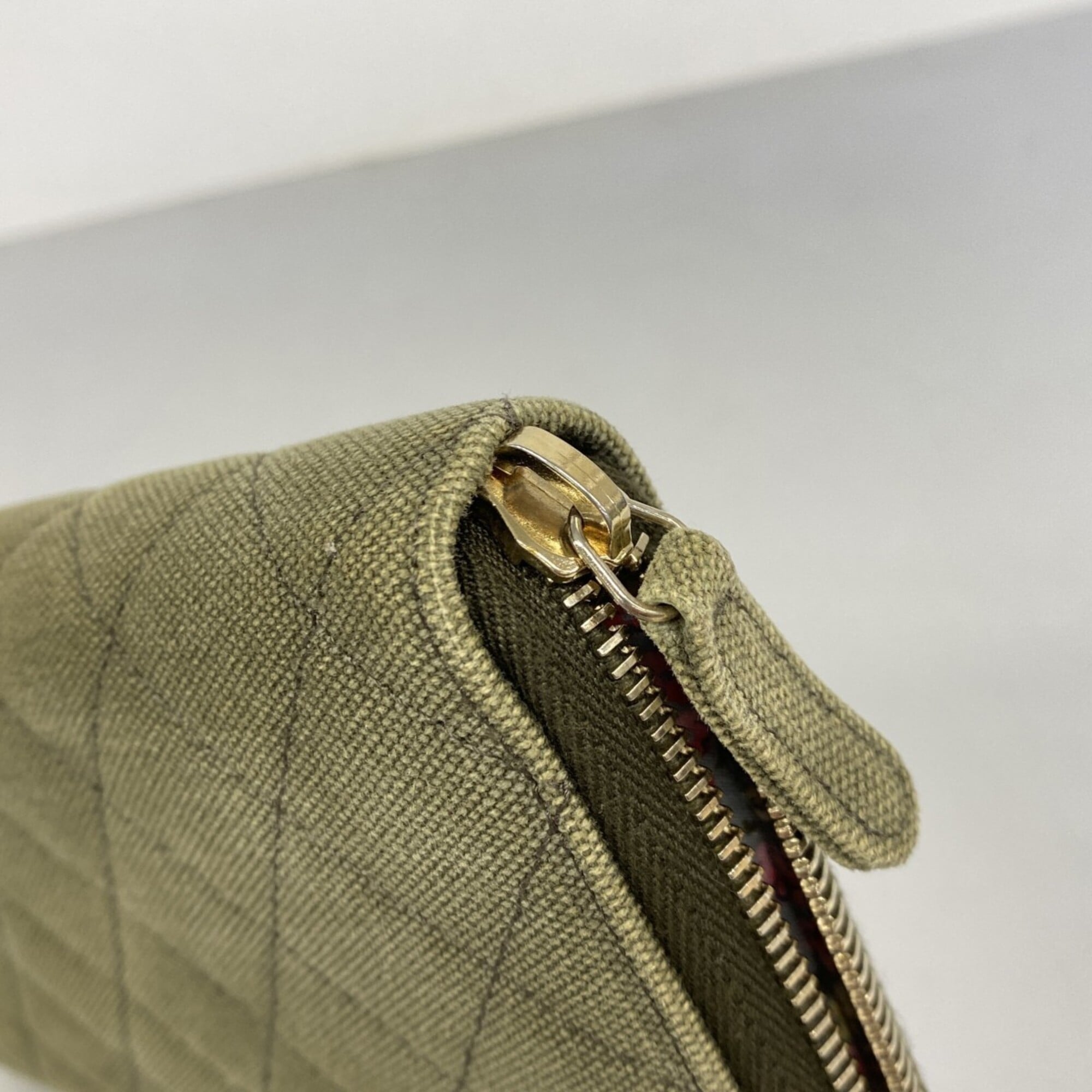 Chanel Khaki Canvas Long Wallet (Bi-Fold) (Pre-Owned)
