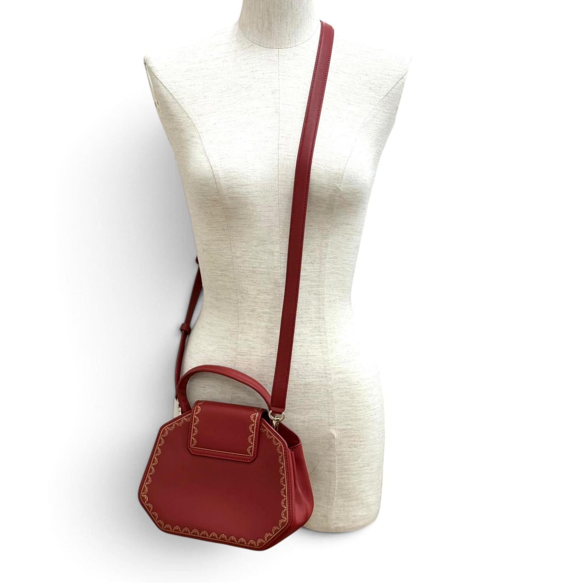 Cartier Red Color Leather Shoulder Bag (Pre-Owned)