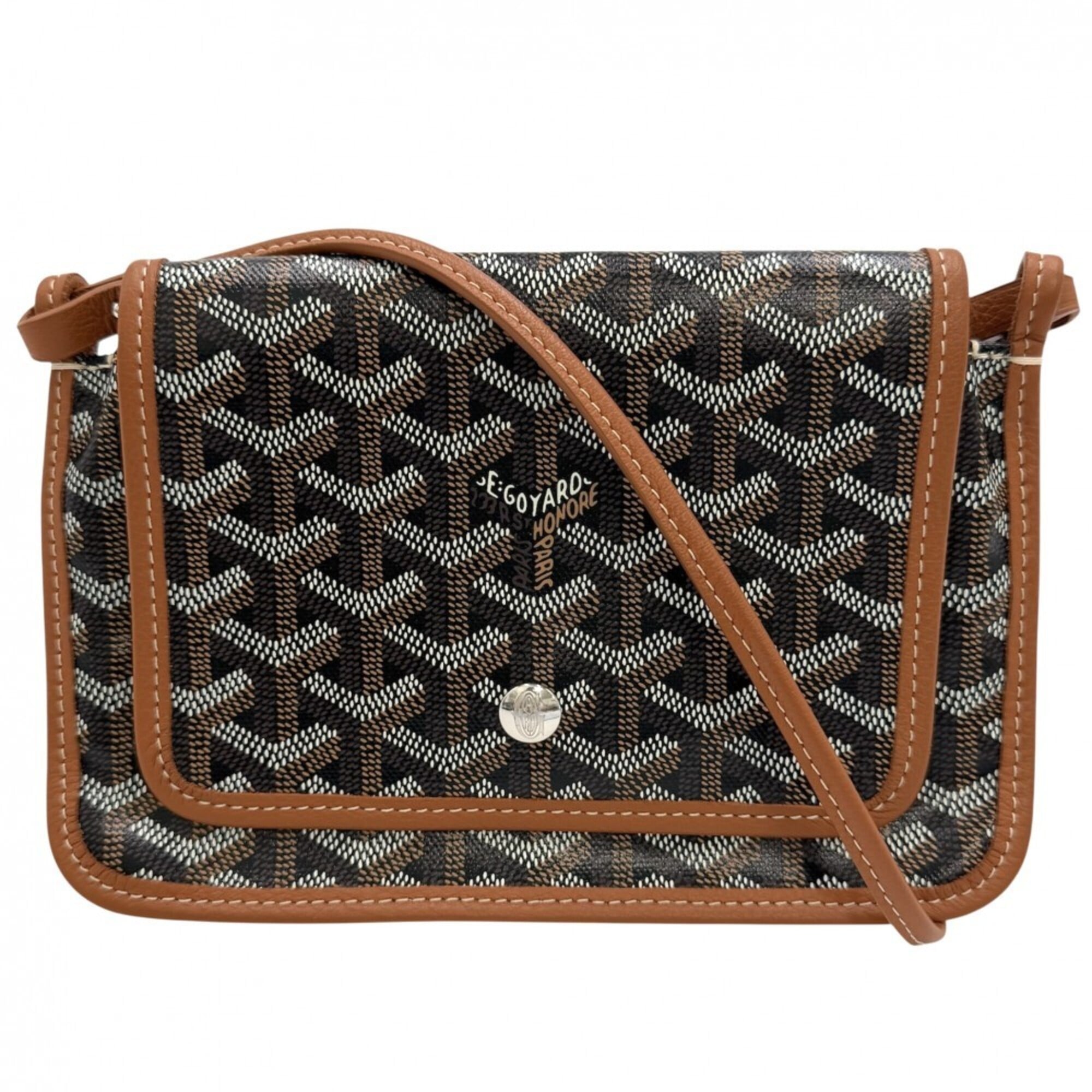 Goyard Black Brown Coated Canvas Leather Shoulder Bag (Pre-Owned)