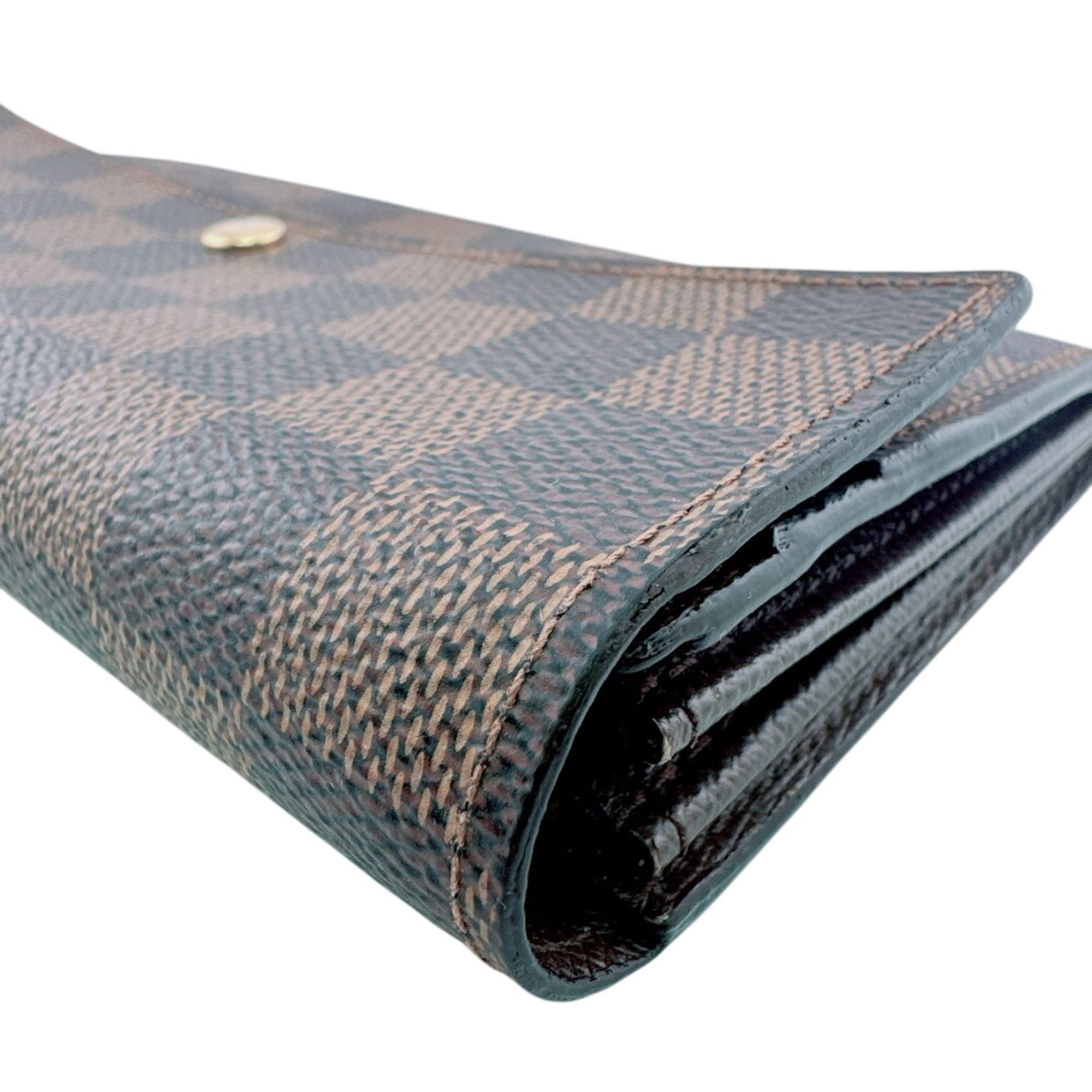 Louis Vuitton Brown Leather Long Wallet (Tri-Fold) (Pre-Owned)