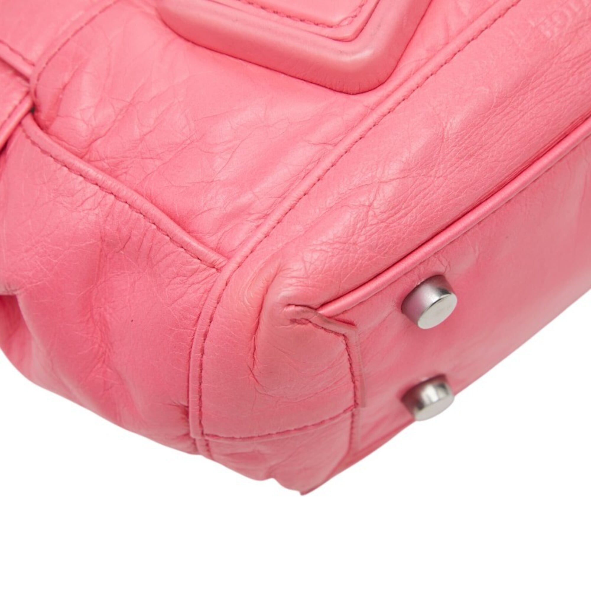 Bottega Veneta Pink Leather Handbag Shoulder Bag (Pre-Owned)