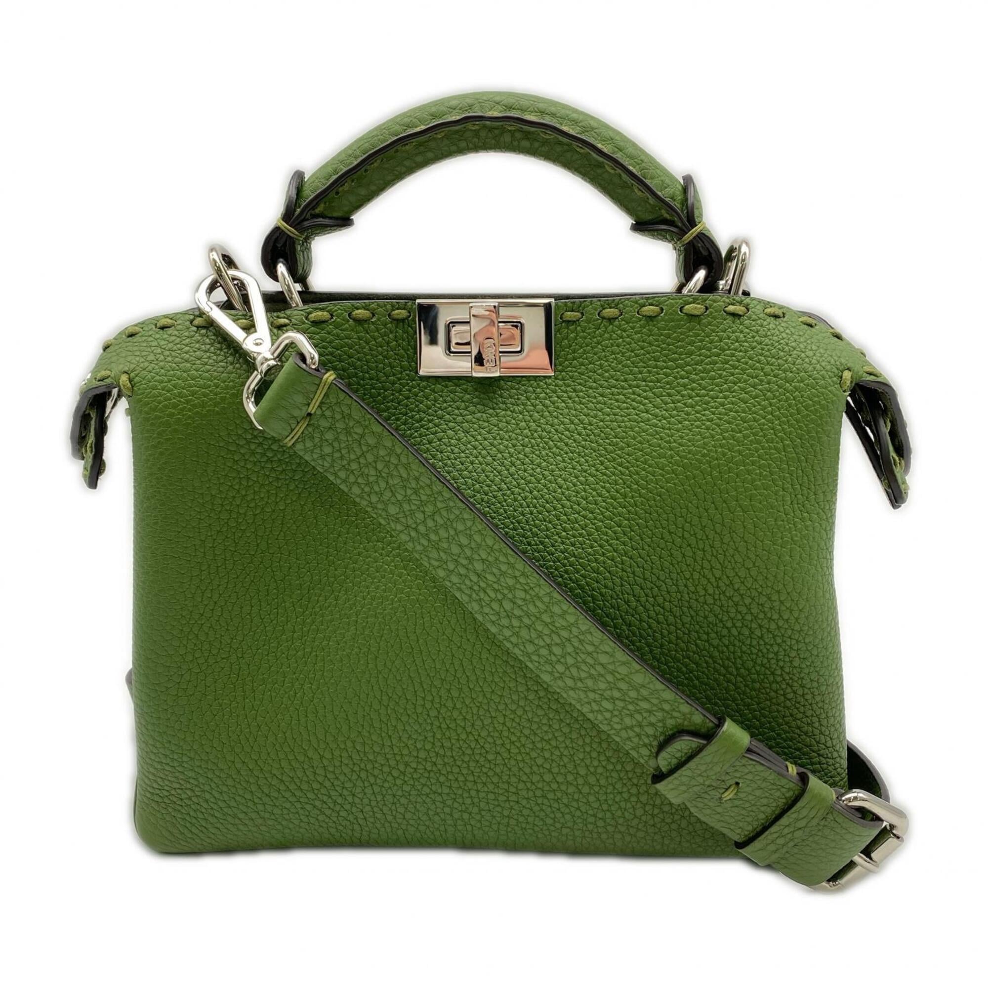 Fendi Selleria Green Leather Handbag (Pre-Owned)
