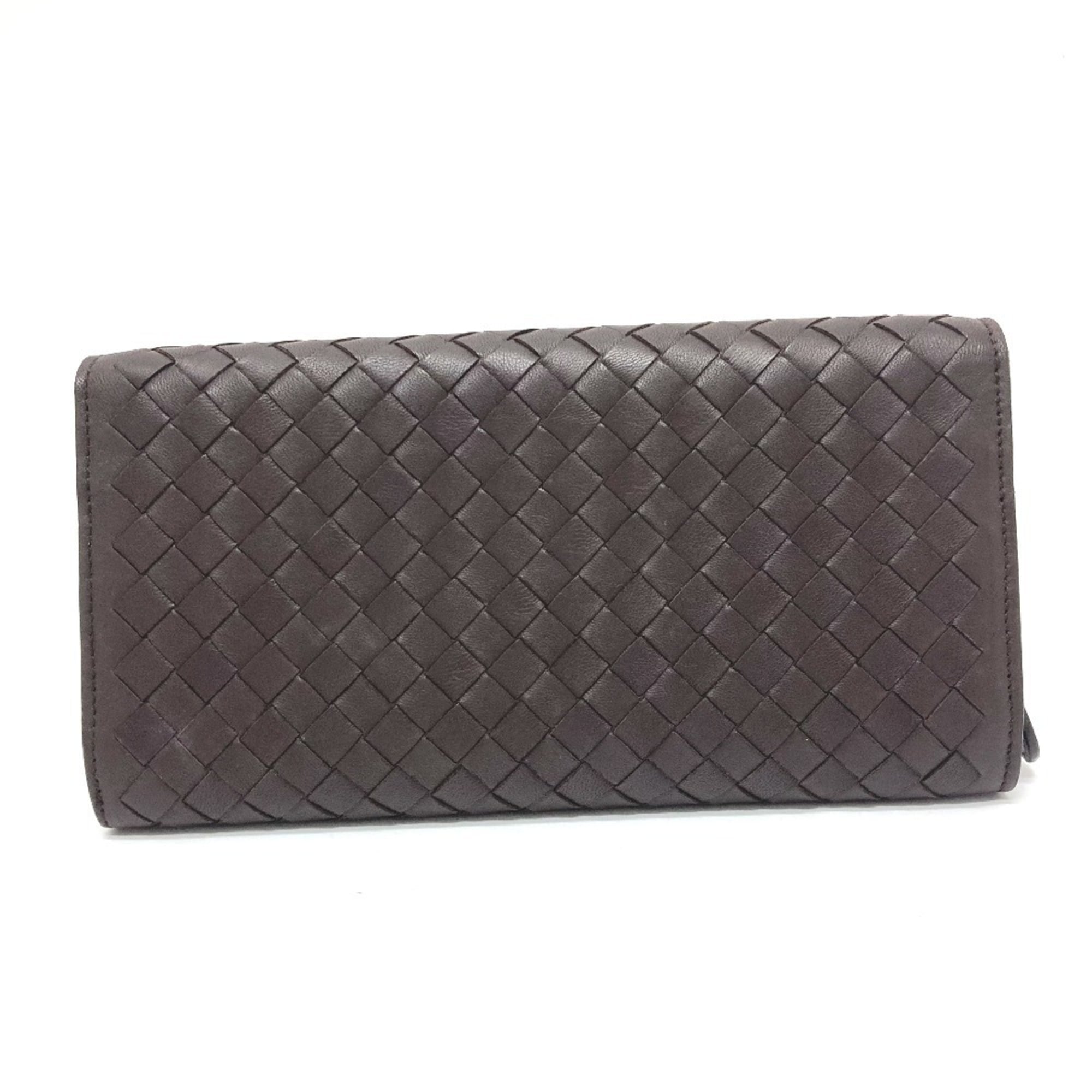 Bottega Veneta Intrecciato Brown Intrecciato Long Wallet (Bi-Fold) (Pre-Owned)
