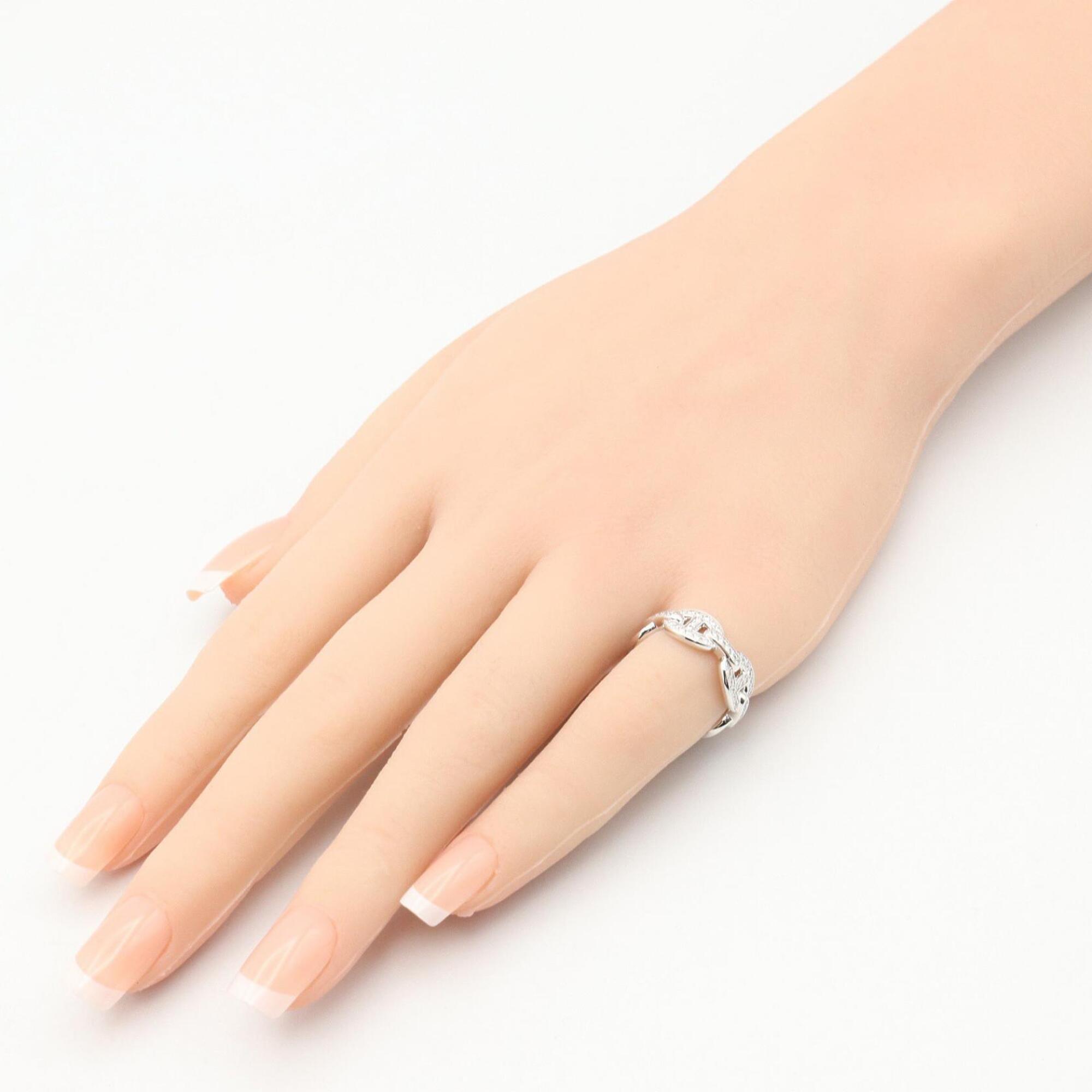 Hermes Silver Clear White Gold (18K) Band Ring (Pre-Owned)