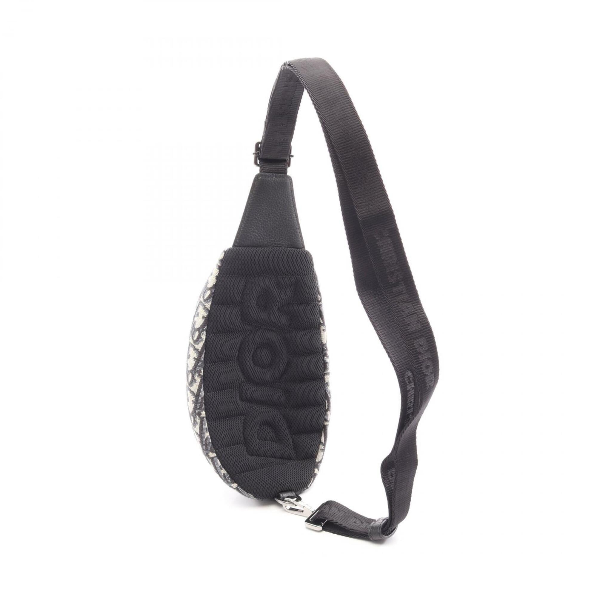 Christian Dior Beige Black Navy Canvas Leather Fanny Pack Handbag (Pre-Owned)