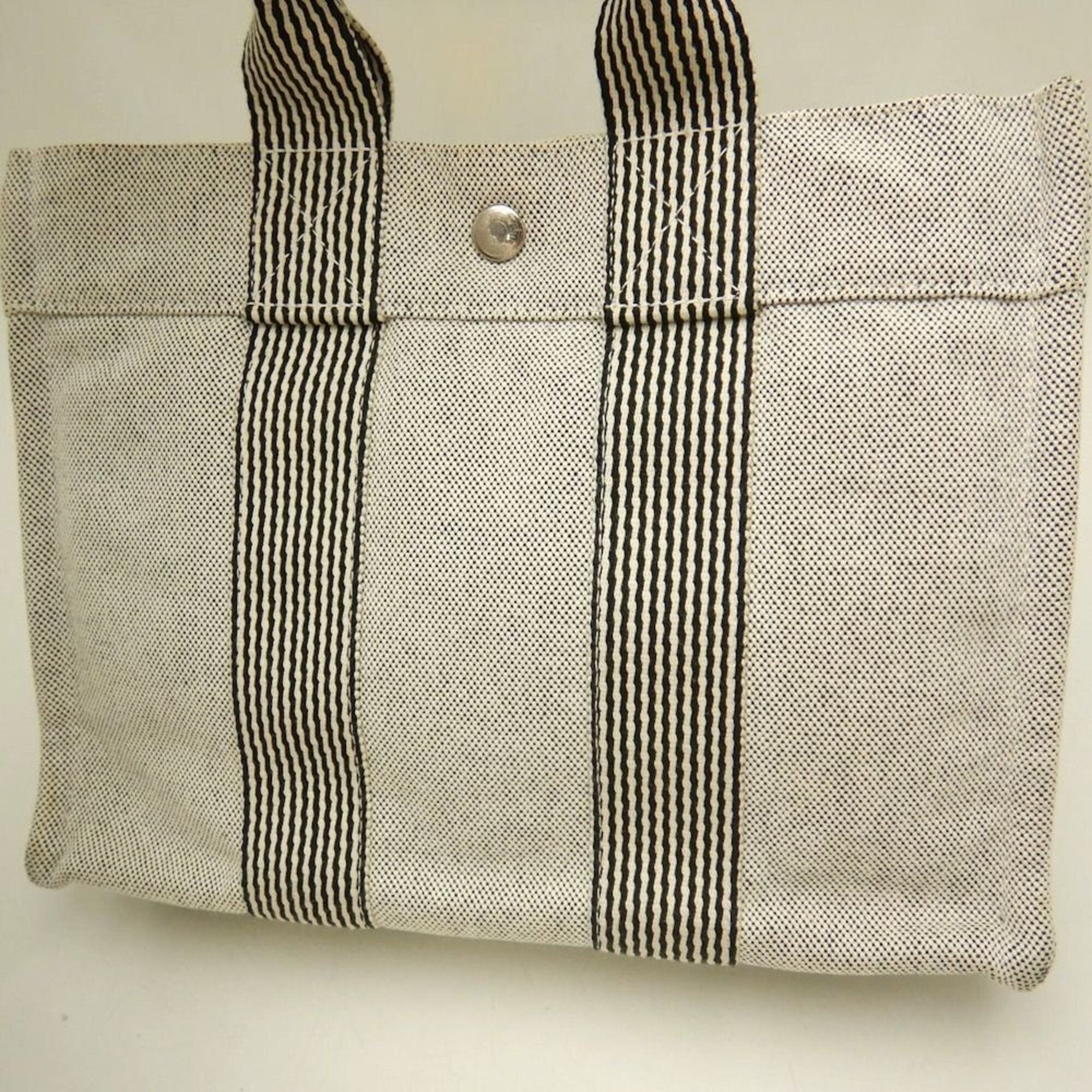 Hermes Black Gray Canvas Tote Bag (Pre-Owned)