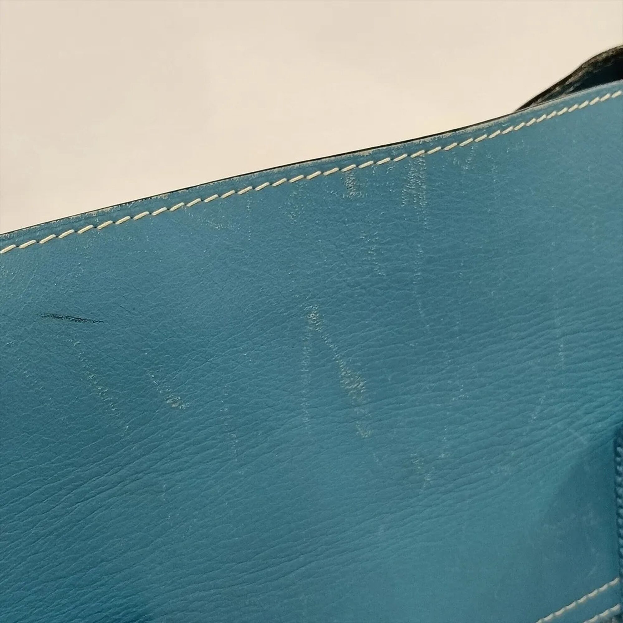 Hermes Blue Jean Leather Canvas Handbag Shoulder Bag Tote Bag (Pre-Owned)