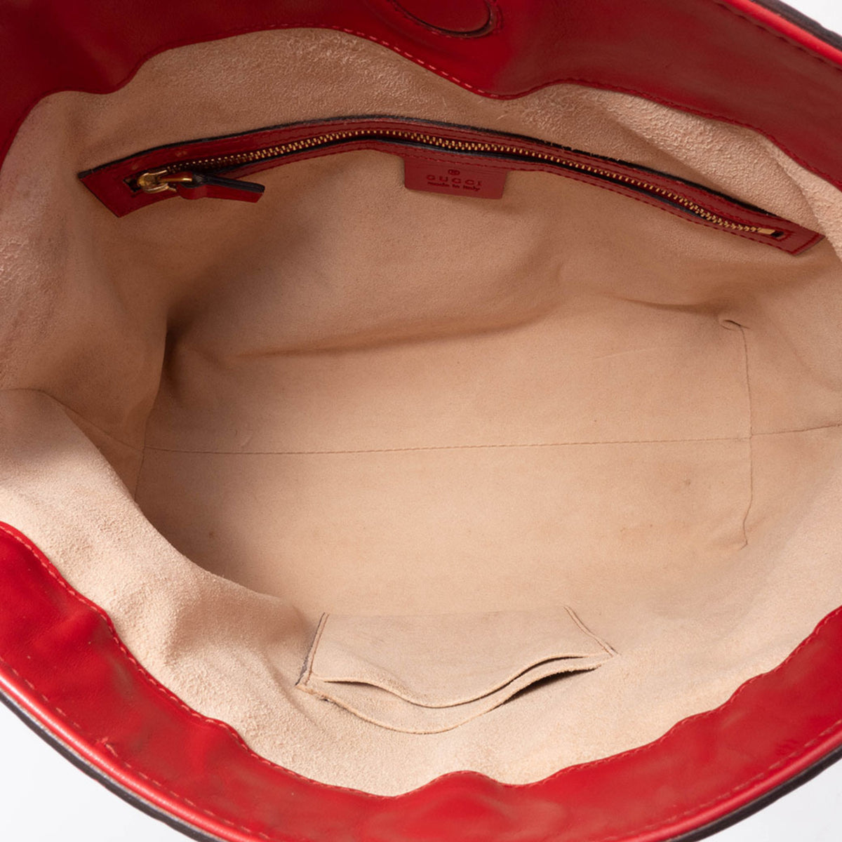 Gucci Red Color Leather Tote Bag (Pre-Owned)