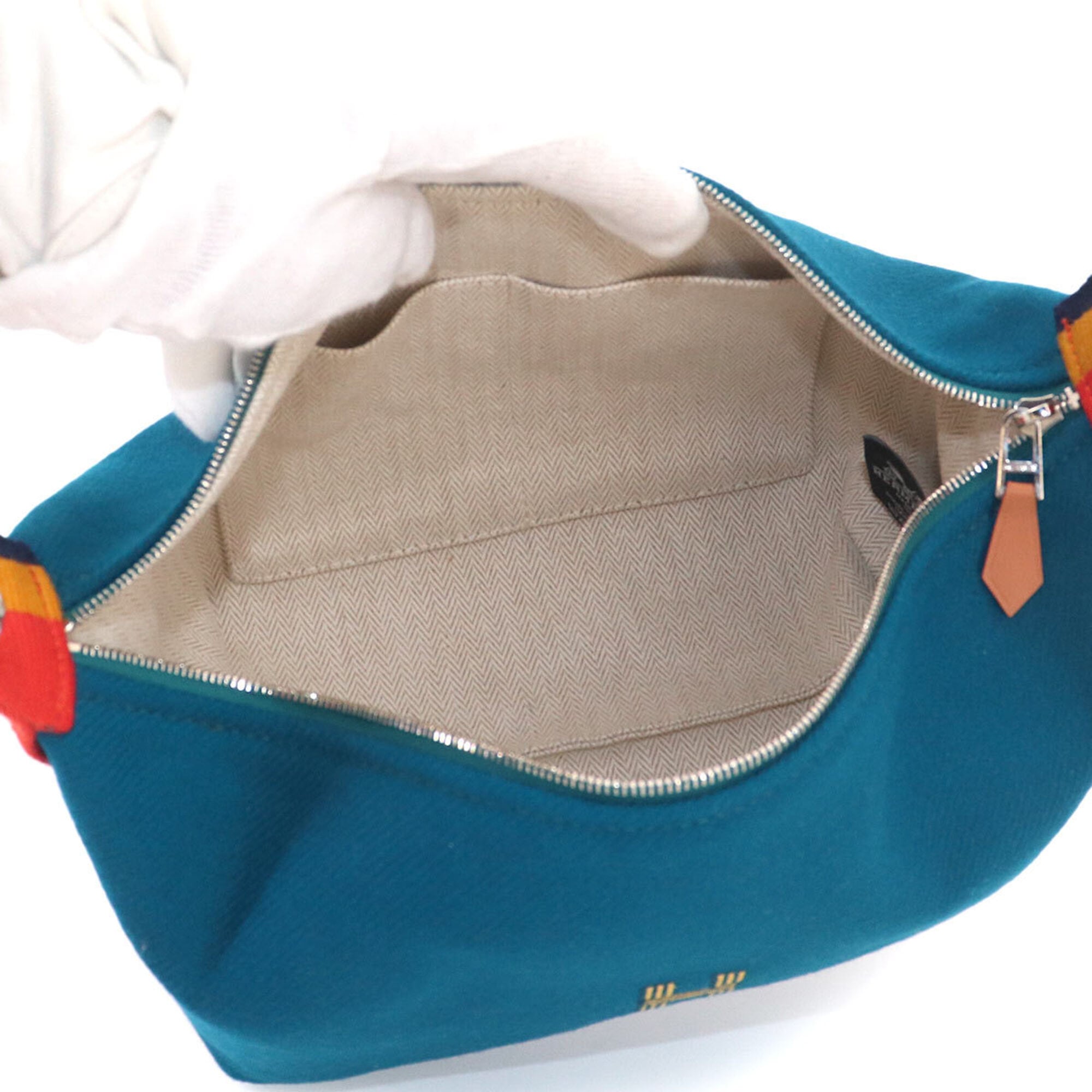 Hermes Blue Paon Wool Handbag Pouch (Pre-Owned)