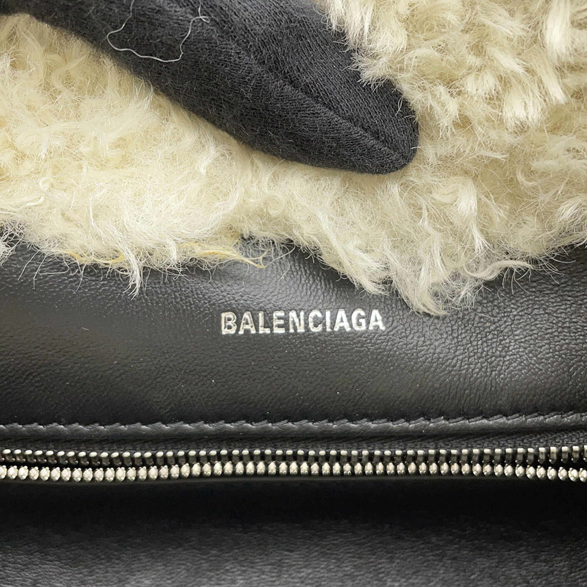 Balenciaga Ivory Fur Leather Handbag Shoulder Bag (Pre-Owned)