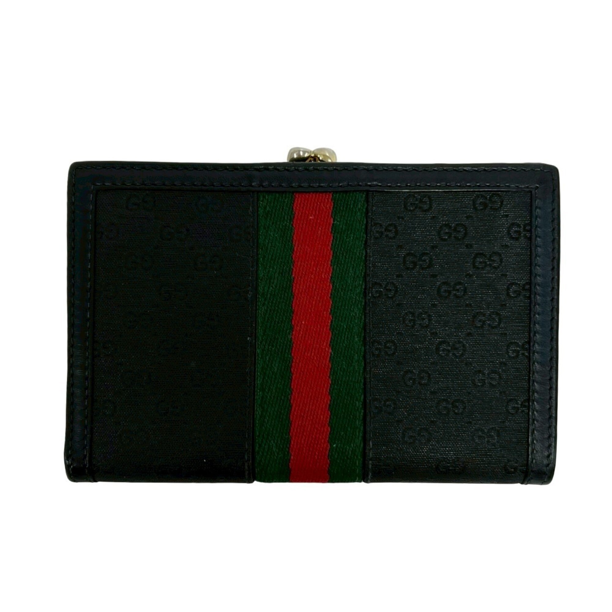 Gucci Black Green Red Color Pvc Leather Wallet (Bi-Fold) (Pre-Owned)