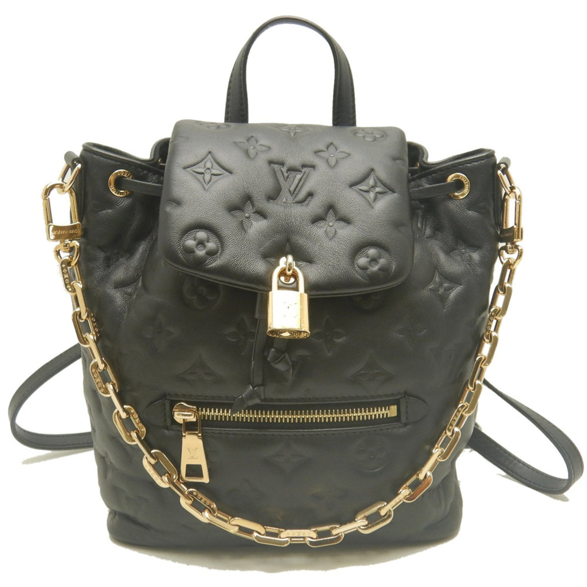 Louis Vuitton Noir Leather Backpack (Pre-Owned)