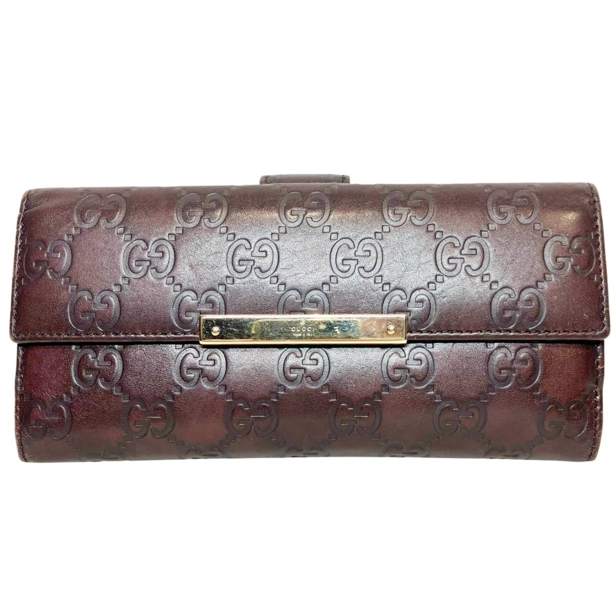 Gucci Guccissima Brown Leather Long Wallet (Bi-Fold) (Pre-Owned)