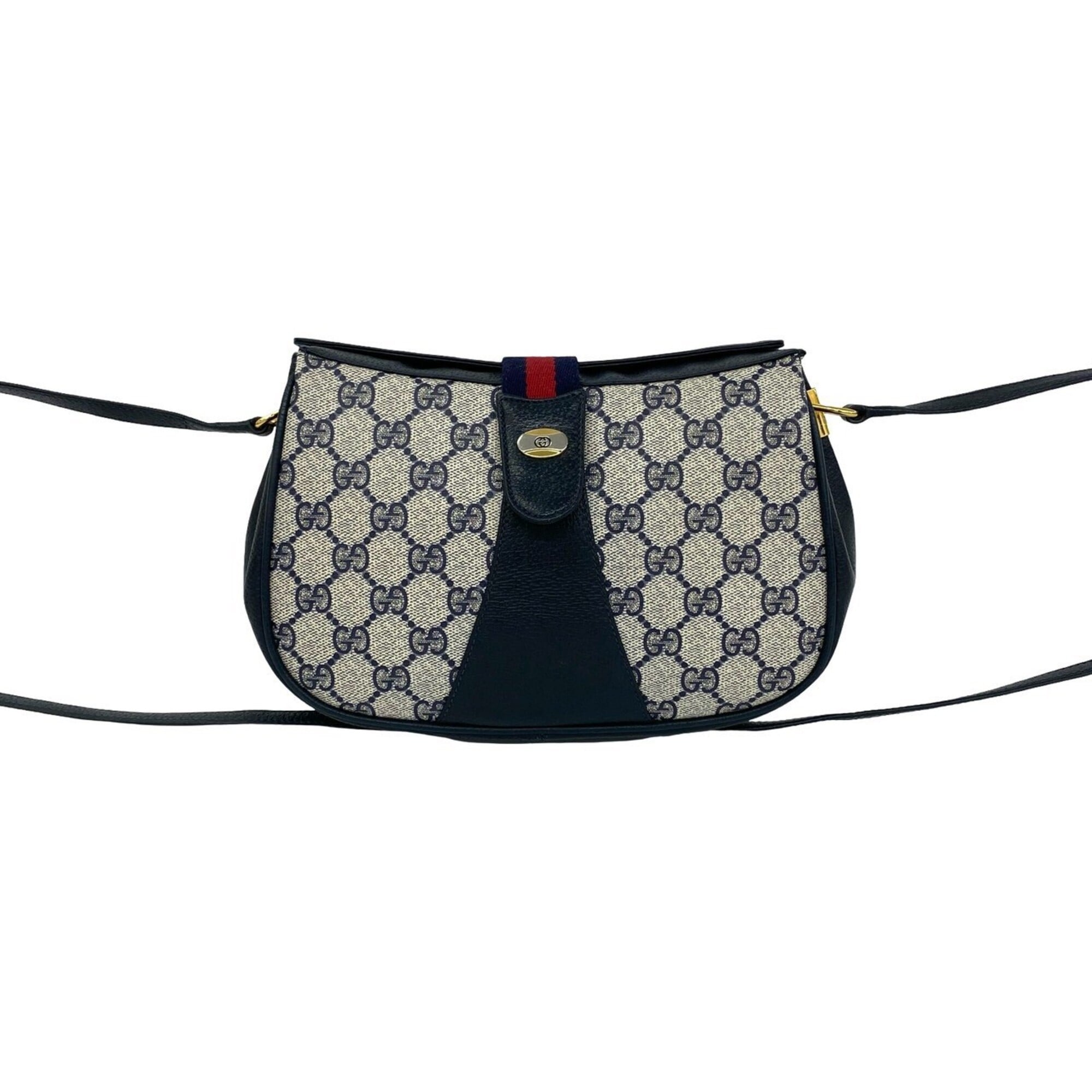 Gucci Navy Red Color Leather Pvc Pochette Shoulder Bag (Pre-Owned)
