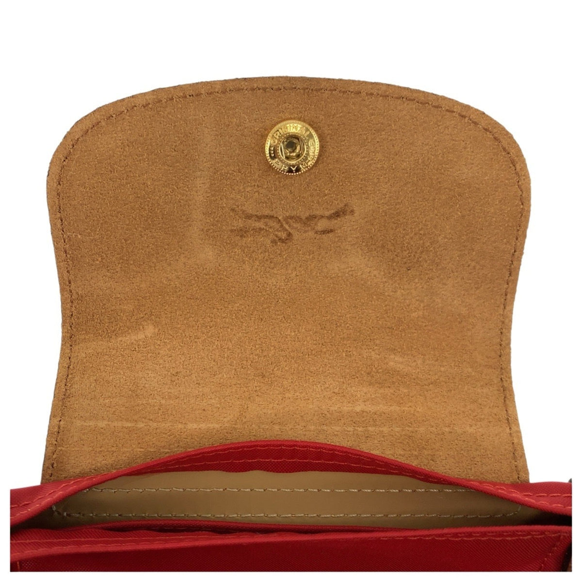 Longchamp Brown Red Color Nylon Leather Handbag Tote Bag (Pre-Owned)