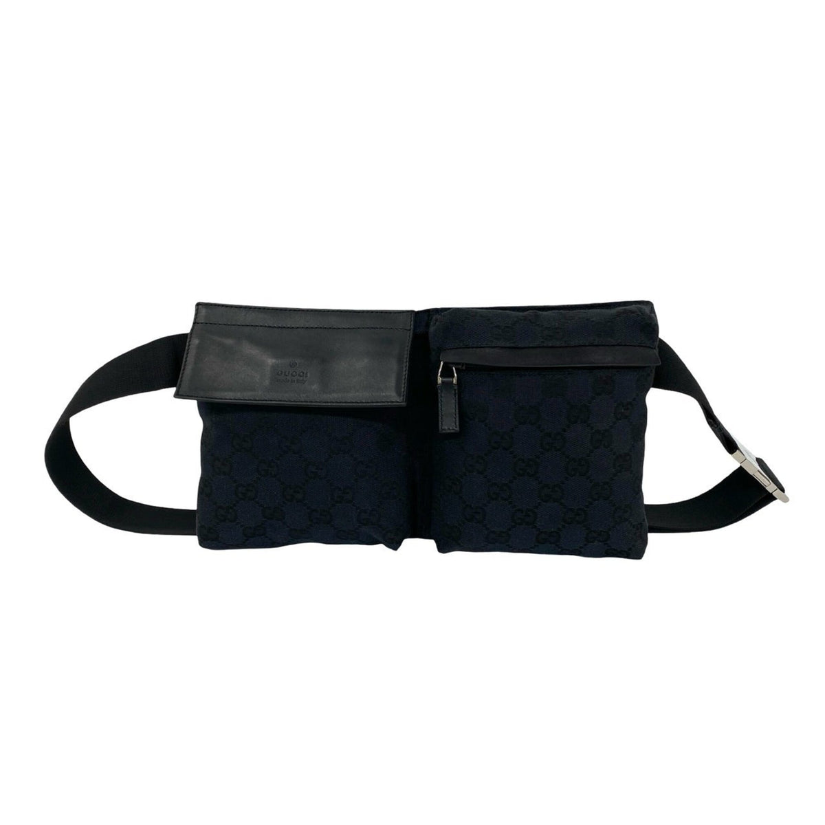 Gucci Black Canvas Leather Pouch Shoulder Bag Sling Bag (Pre-Owned)