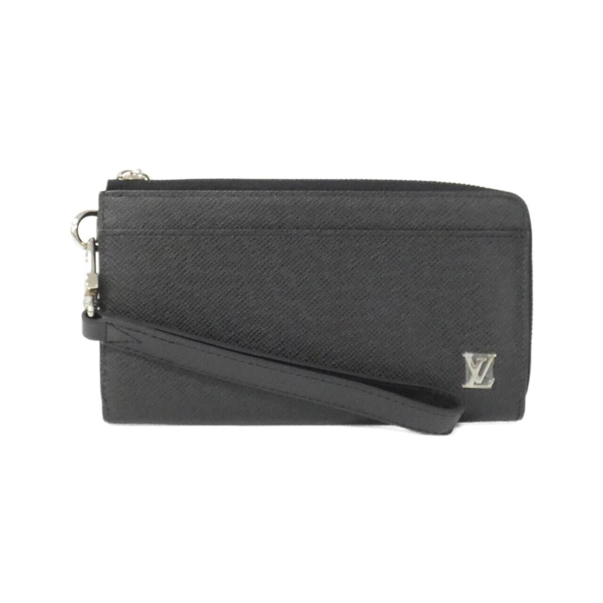 Louis Vuitton Black Taiga Leather Leather Long Wallet (Bi-Fold) (Pre-Owned)