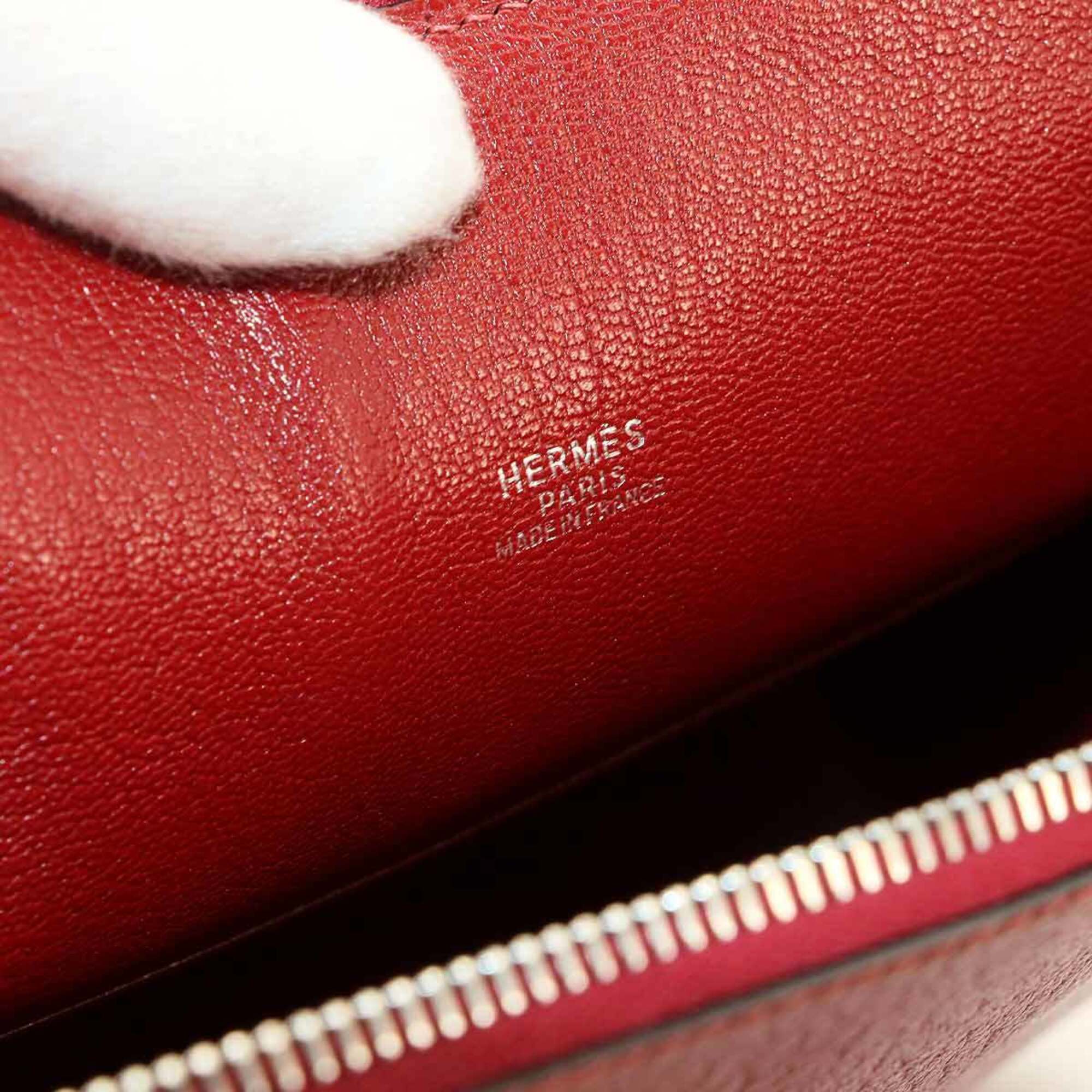 Hermes Rouge H Chevre Leather Handbag (Pre-Owned)