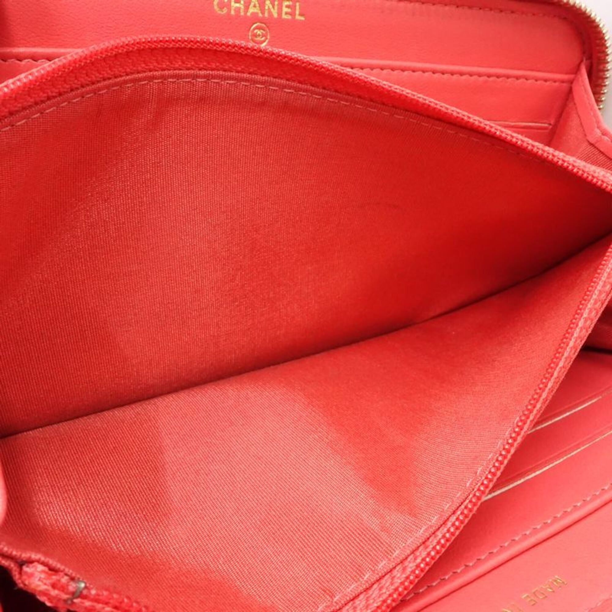 Chanel Pink Leather Long Wallet (Bi-Fold) (Pre-Owned)