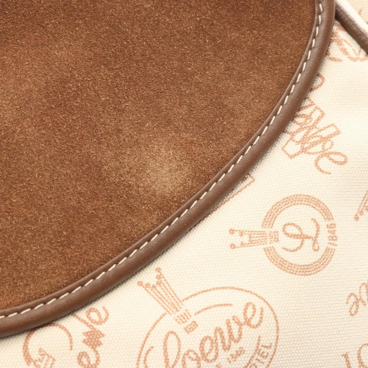 Loewe Brown Ivory Canvas Leather Handbag Shoulder Bag (Pre-Owned)