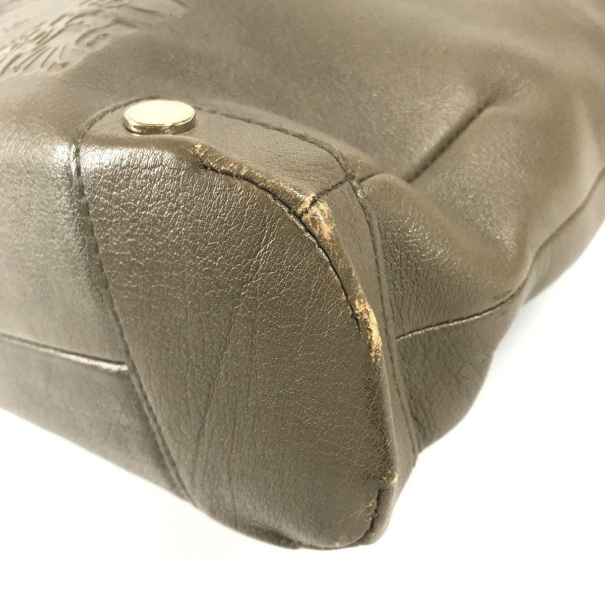 Bvlgari Gray Leather Handbag Shoulder Bag Tote Bag (Pre-Owned)