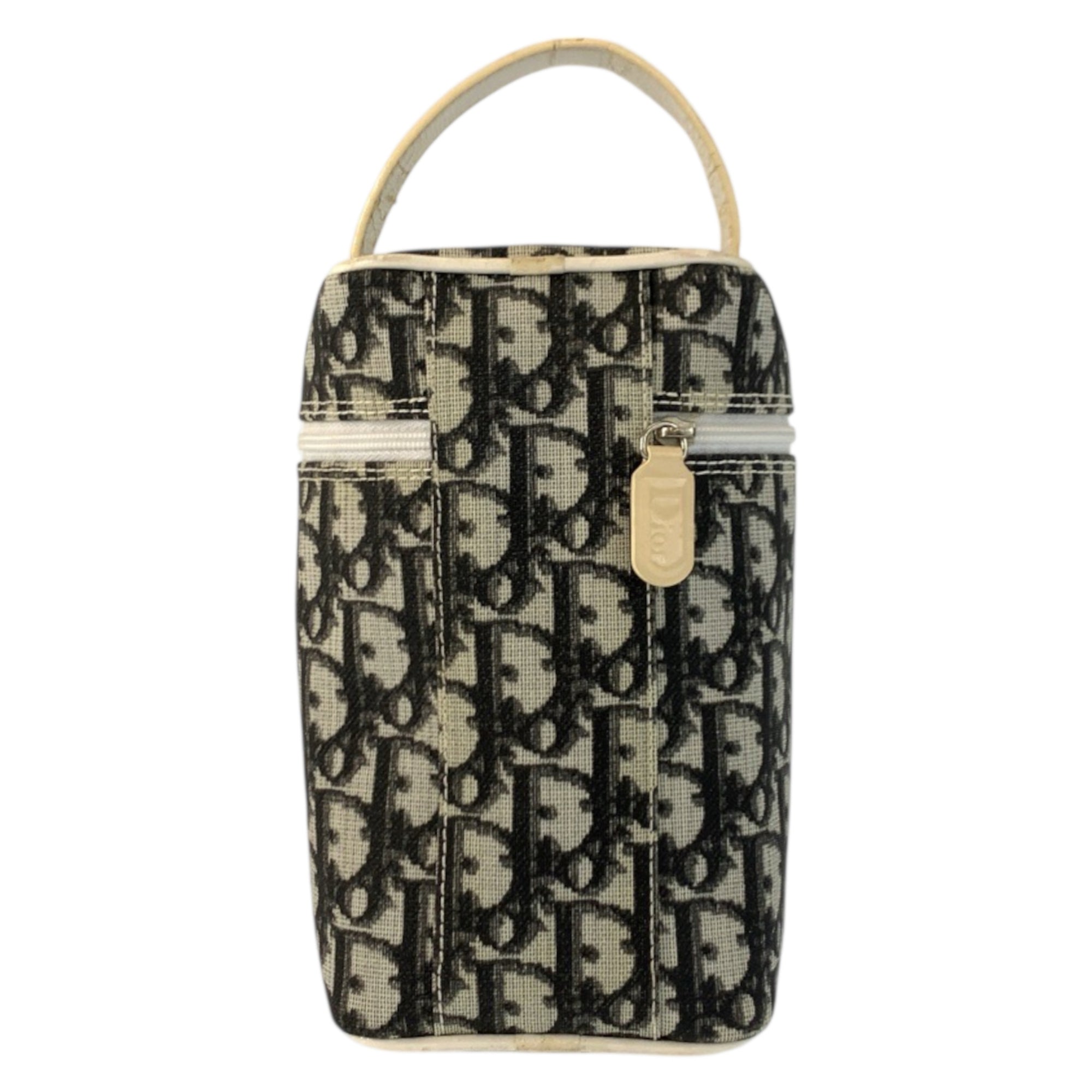 Christian Dior Trotter Black White Pvc Leather Handbag Vanity Bag (Pre-Owned)