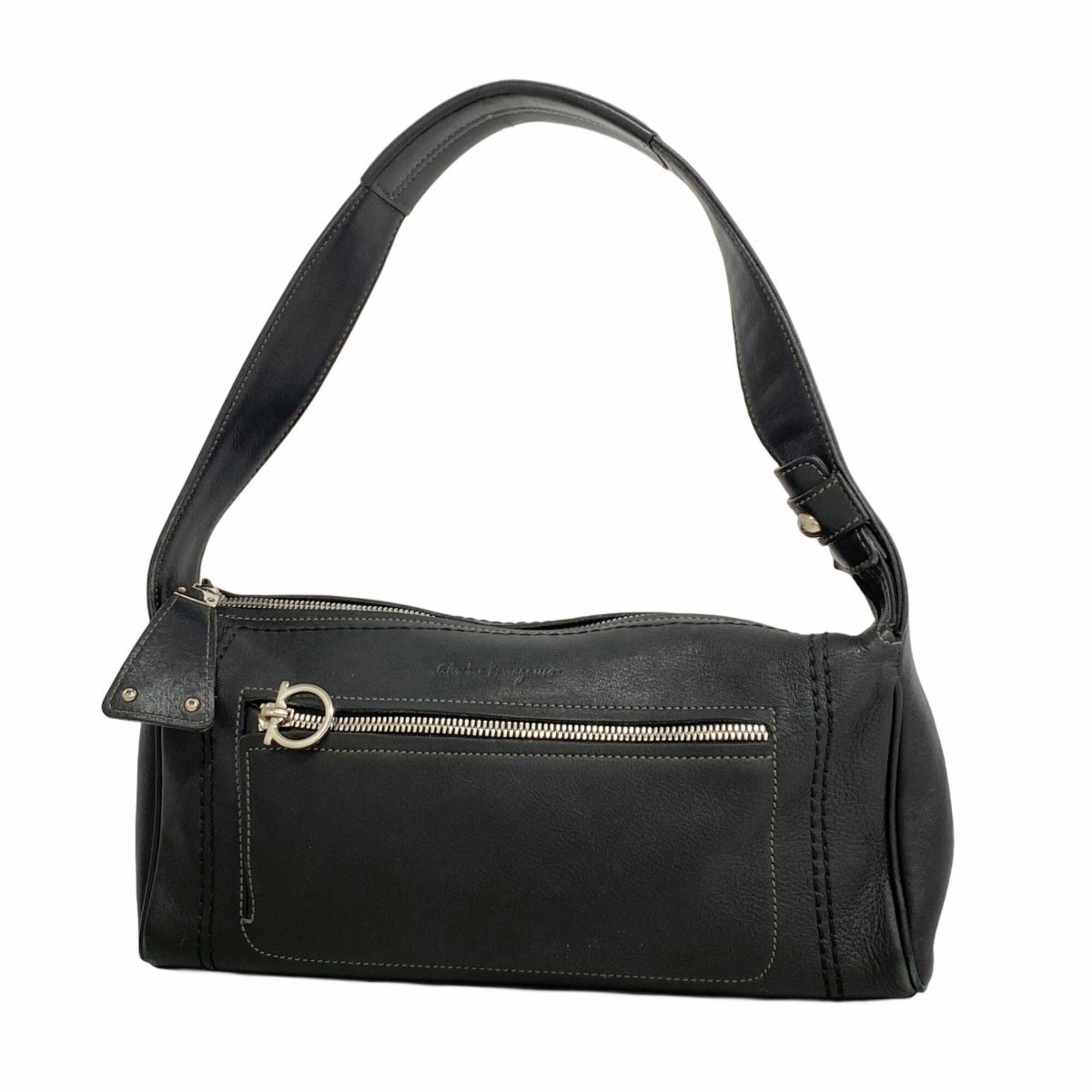 Salvatore Ferragamo Black Leather Handbag (Pre-Owned)