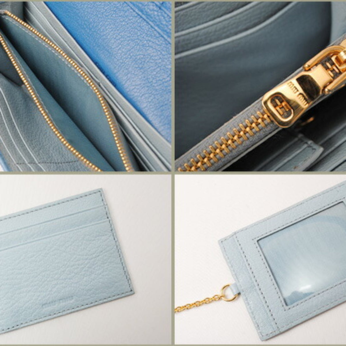 Miu Miu Blue Leather Long Wallet (Bi-Fold) (Pre-Owned)