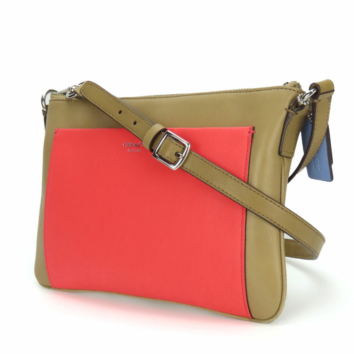 Coach Beige Pink Leather Shoulder Bag (Pre-Owned)