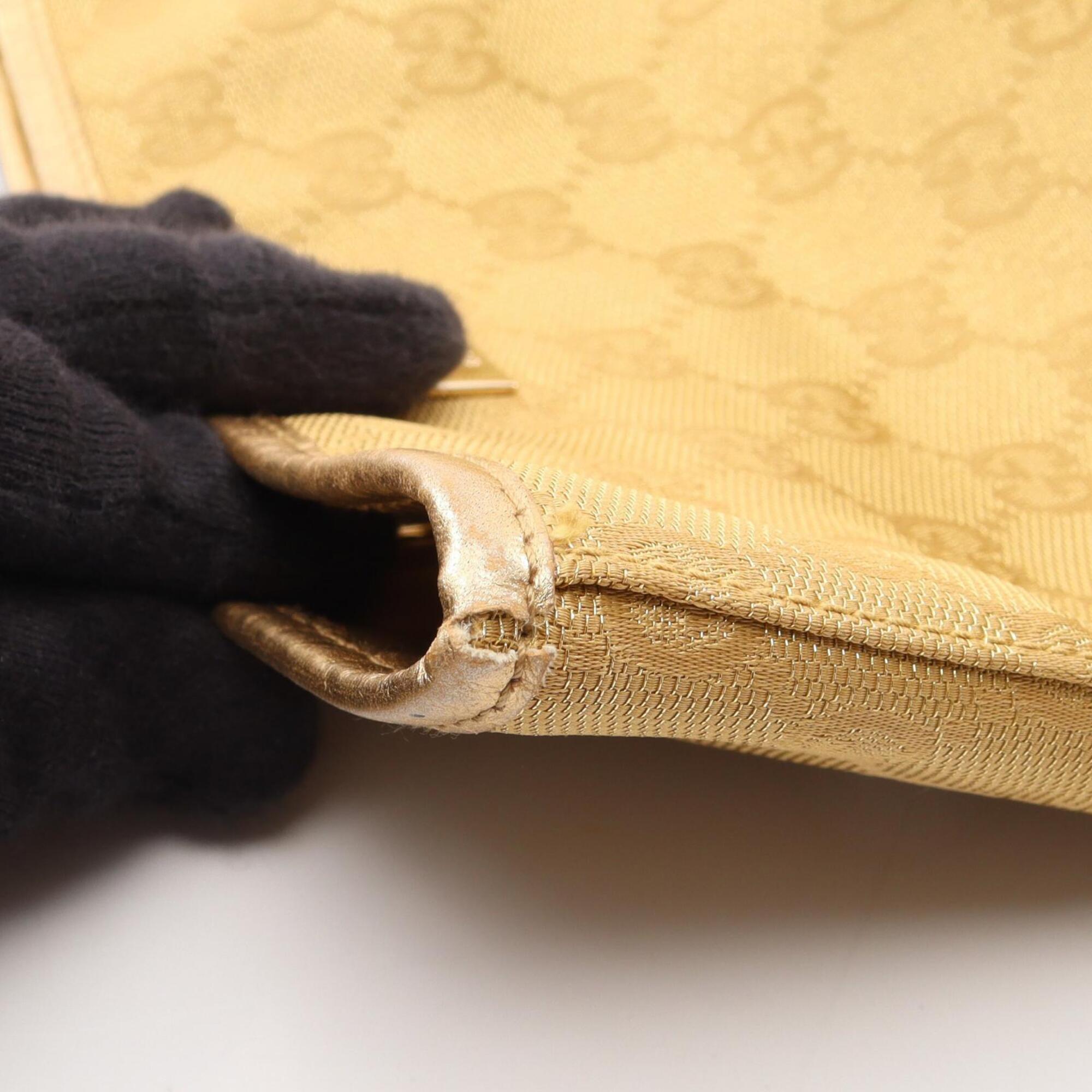 Gucci Gold Canvas Leather Handbag Tote Bag (Pre-Owned)