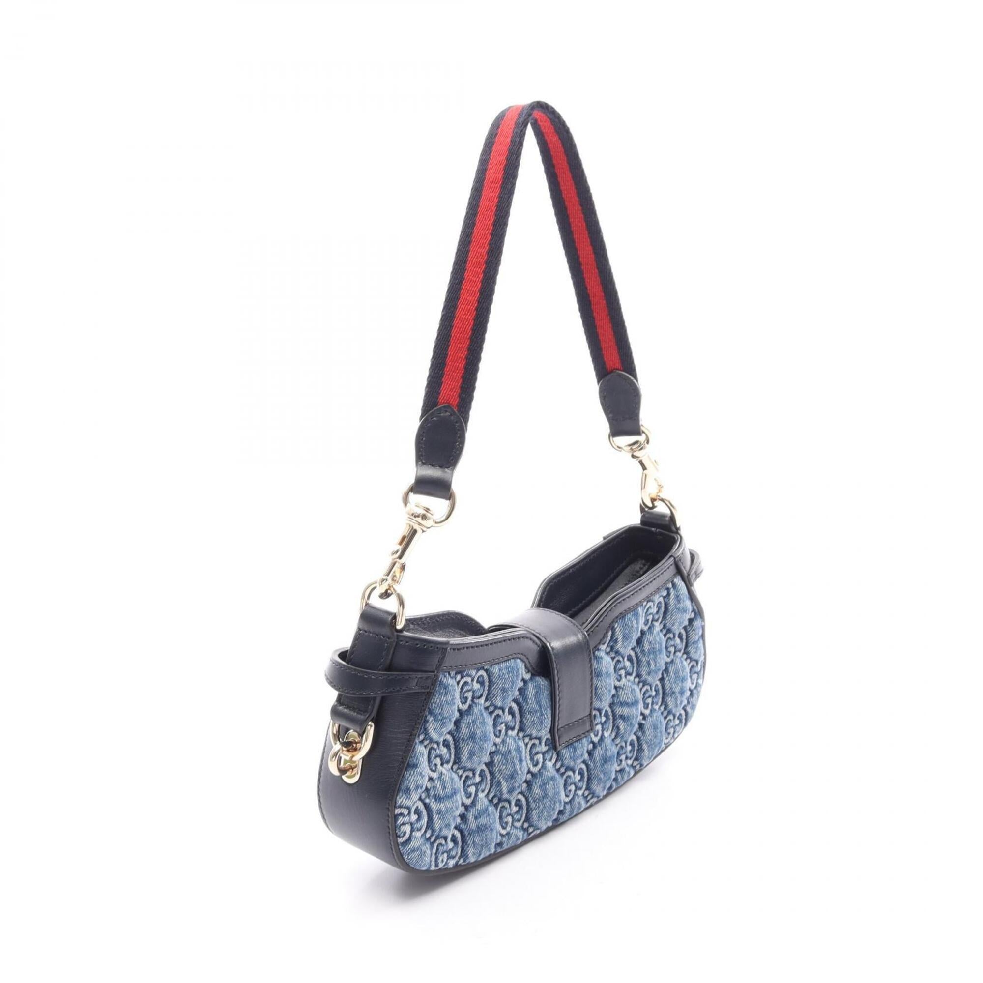 Gucci Blue Navy Denim Leather Handbag (Pre-Owned)