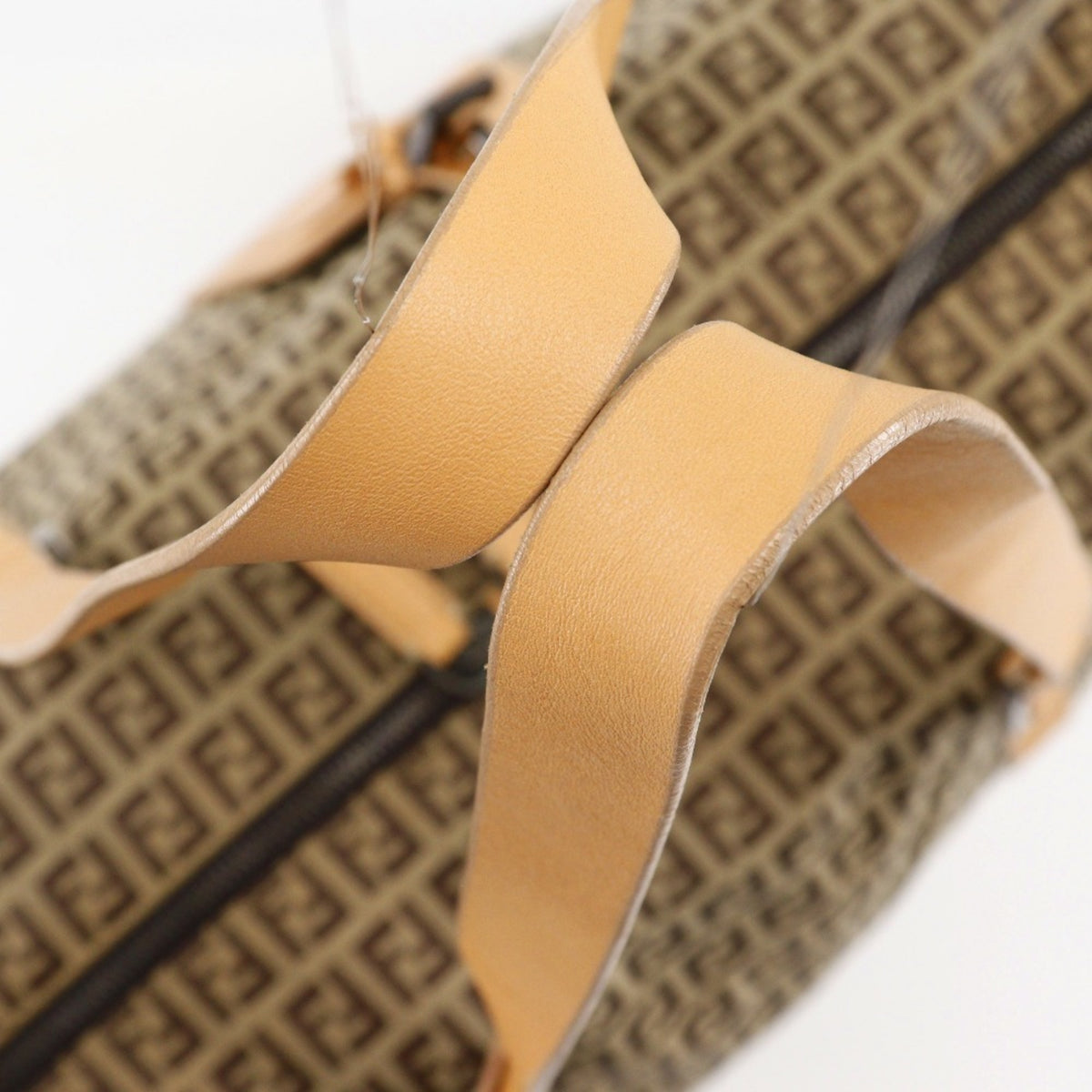 Fendi Brown Canvas Leather Boston Bag (Pre-Owned)