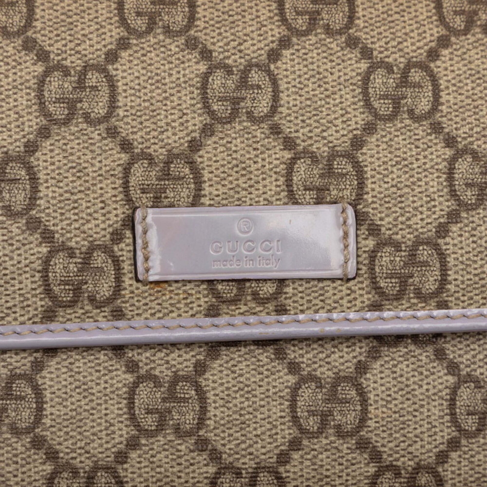 Gucci Gg Supreme Beige Light Purple Pvc Leather Long Wallet (Tri-Fold) (Pre-Owned)