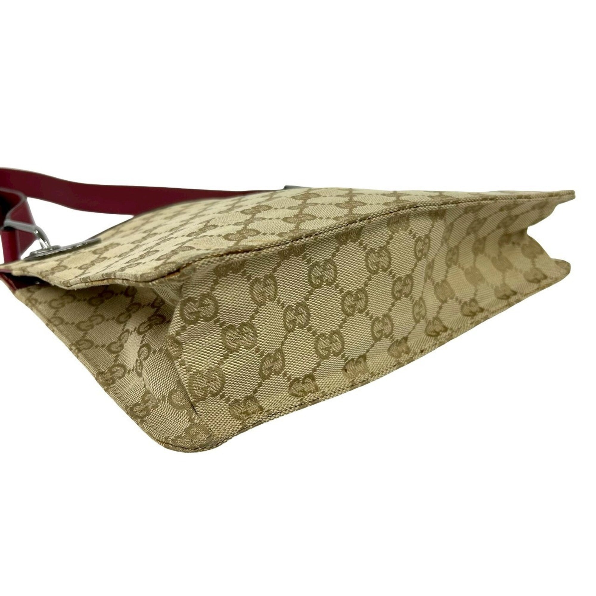 Gucci Beige Bordeaux Canvas Leather Pochette Shoulder Bag (Pre-Owned)