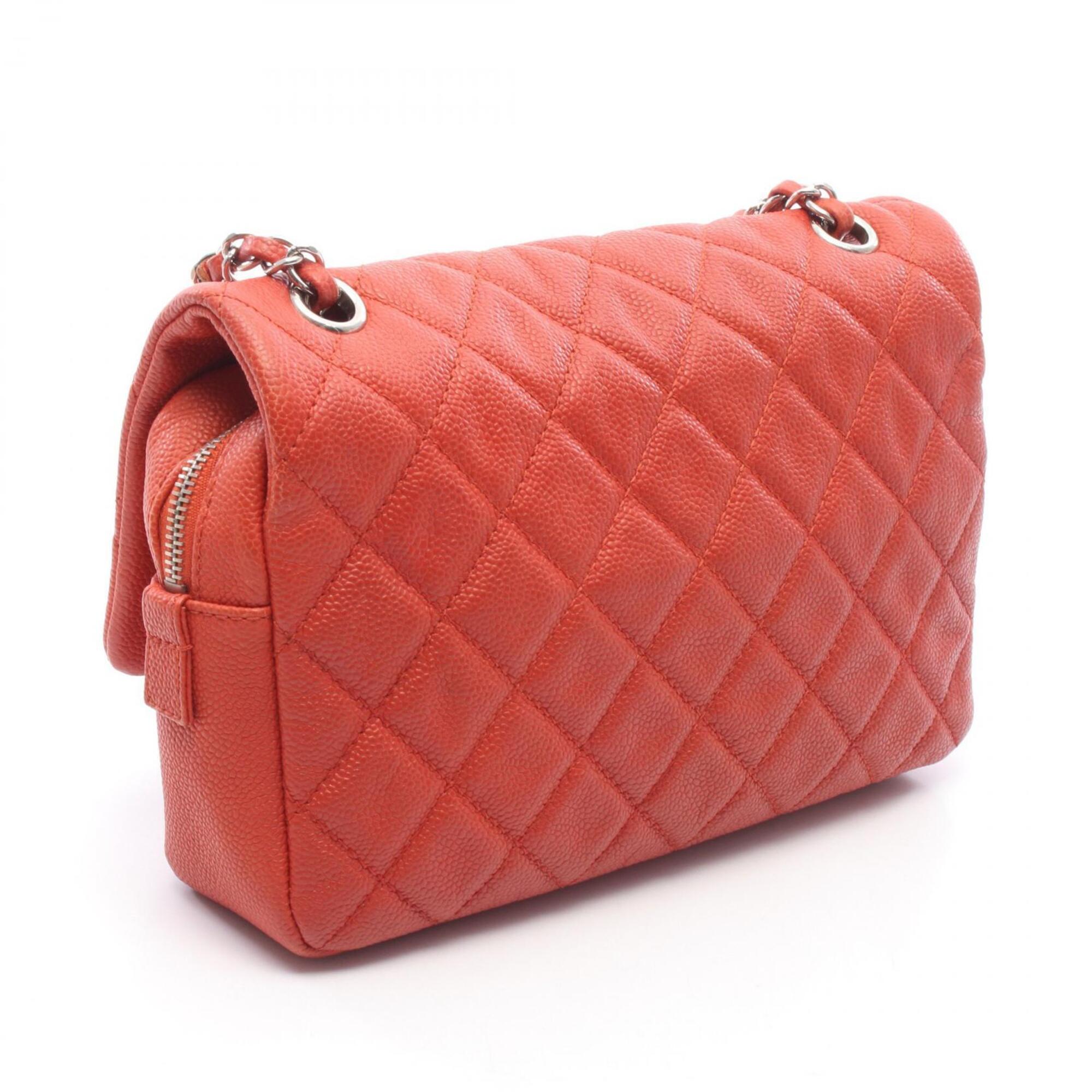 Chanel Red Color Grained Calfskin Handbag Shoulder Bag (Pre-Owned)