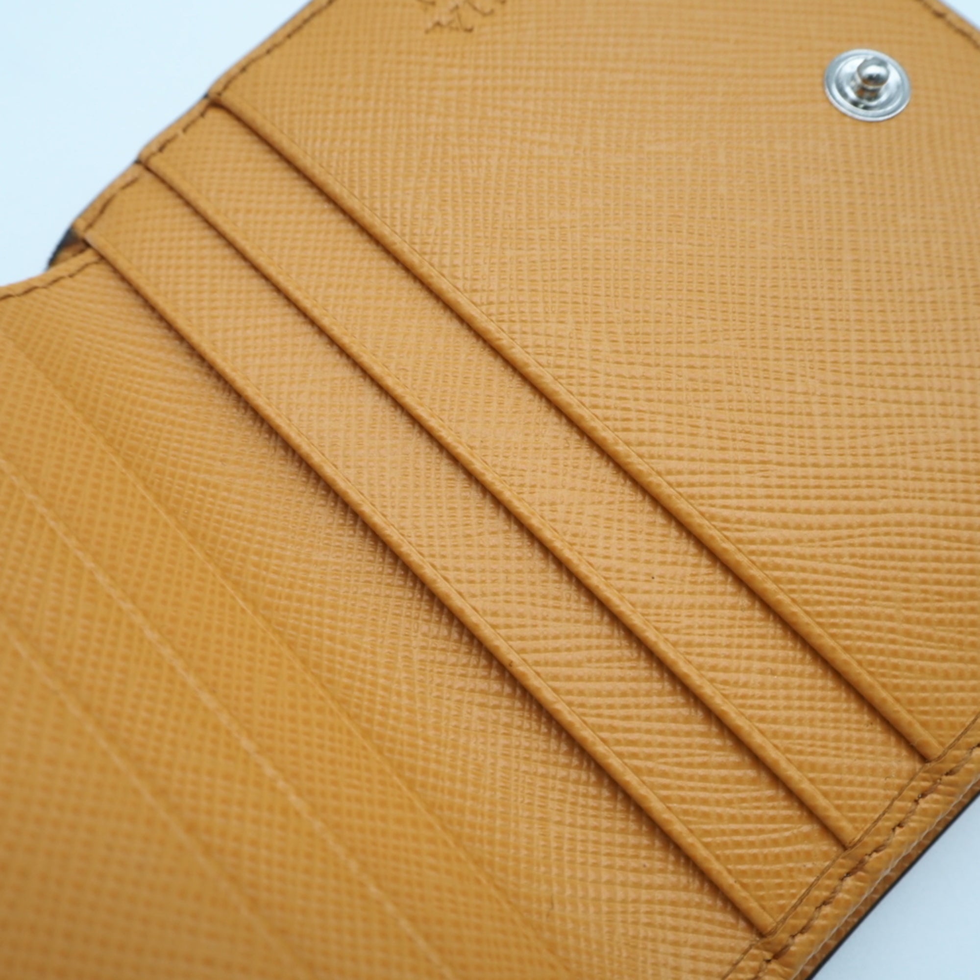 Prada Orange Saffiano Triangle Wallet (Bi-Fold) (Pre-Owned)