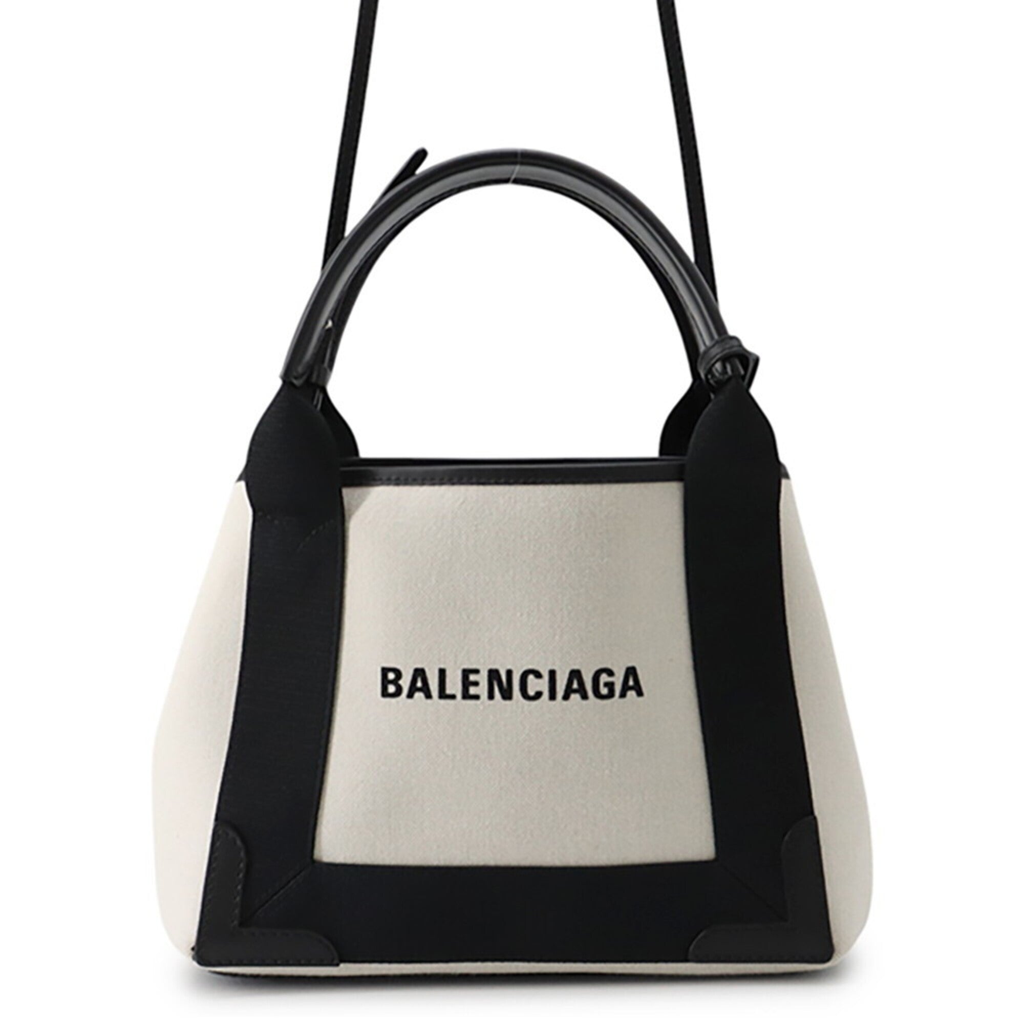 Balenciaga Black White Canvas Leather Handbag Pouch (Pre-Owned)