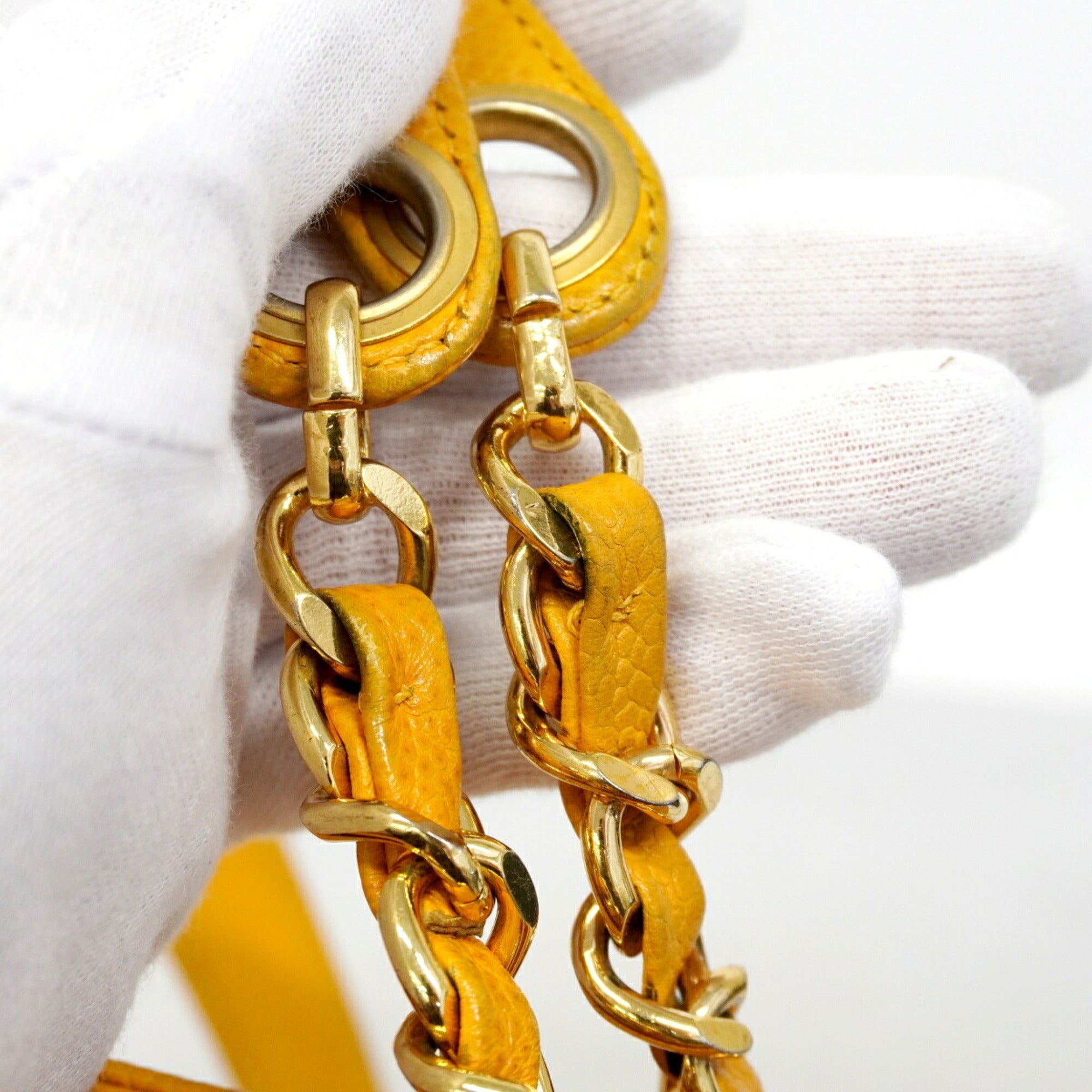 Chanel Yellow Grained Calfskin Shoulder Bag (Pre-Owned)