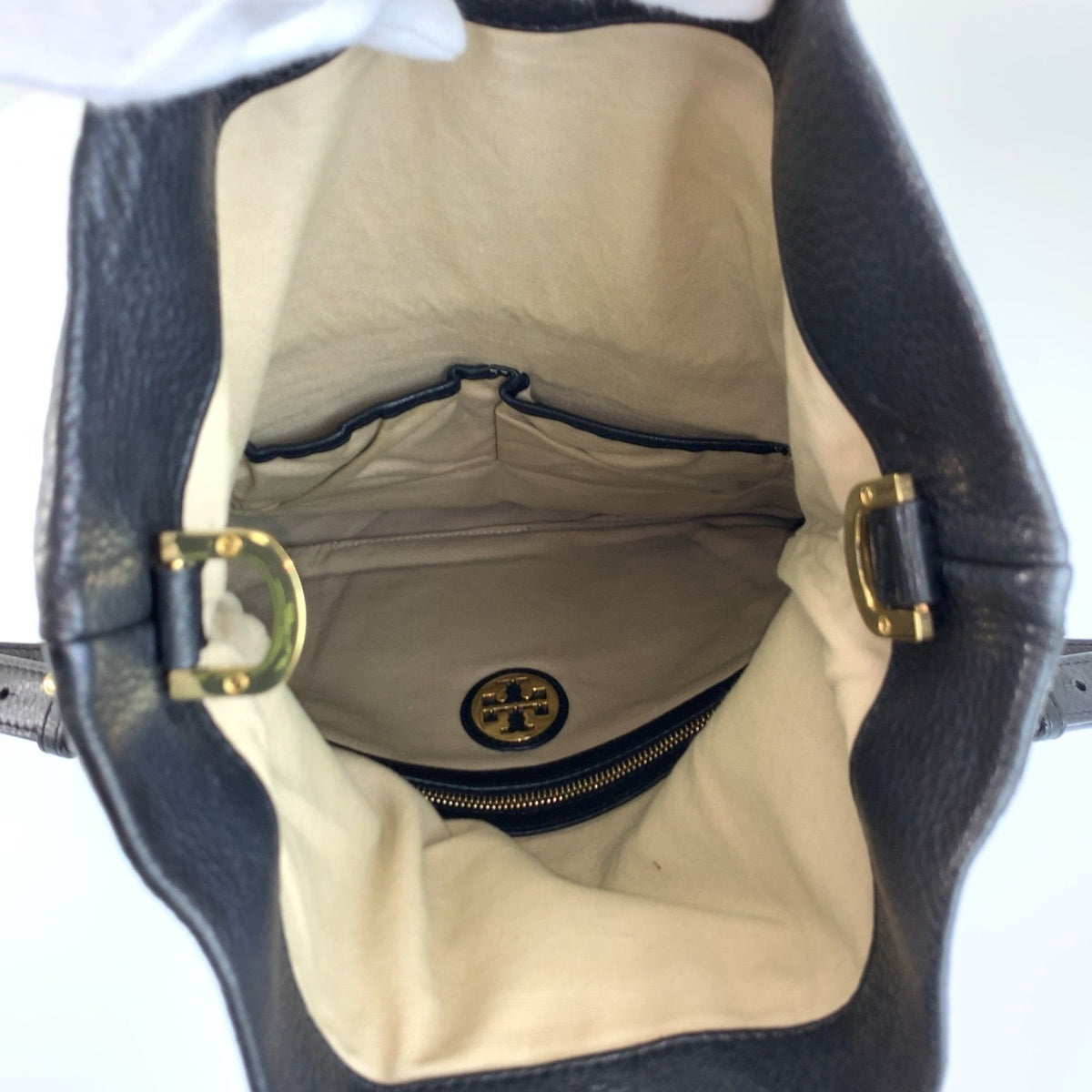Tory Burch Black Leather Clutch Bag Shoulder Bag (Pre-Owned)