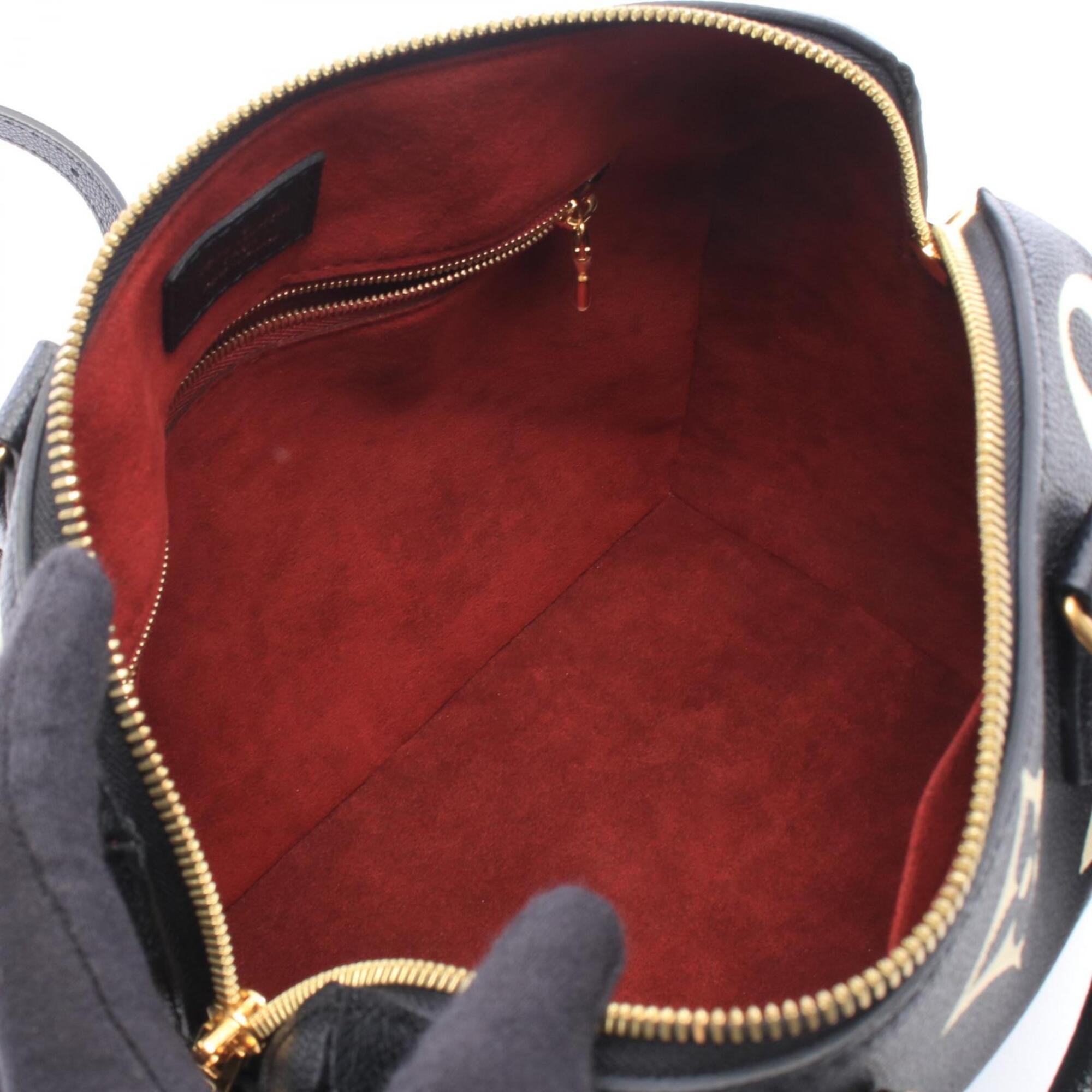 Louis Vuitton Beige Black Coated Canvas Leather Handbag (Pre-Owned)