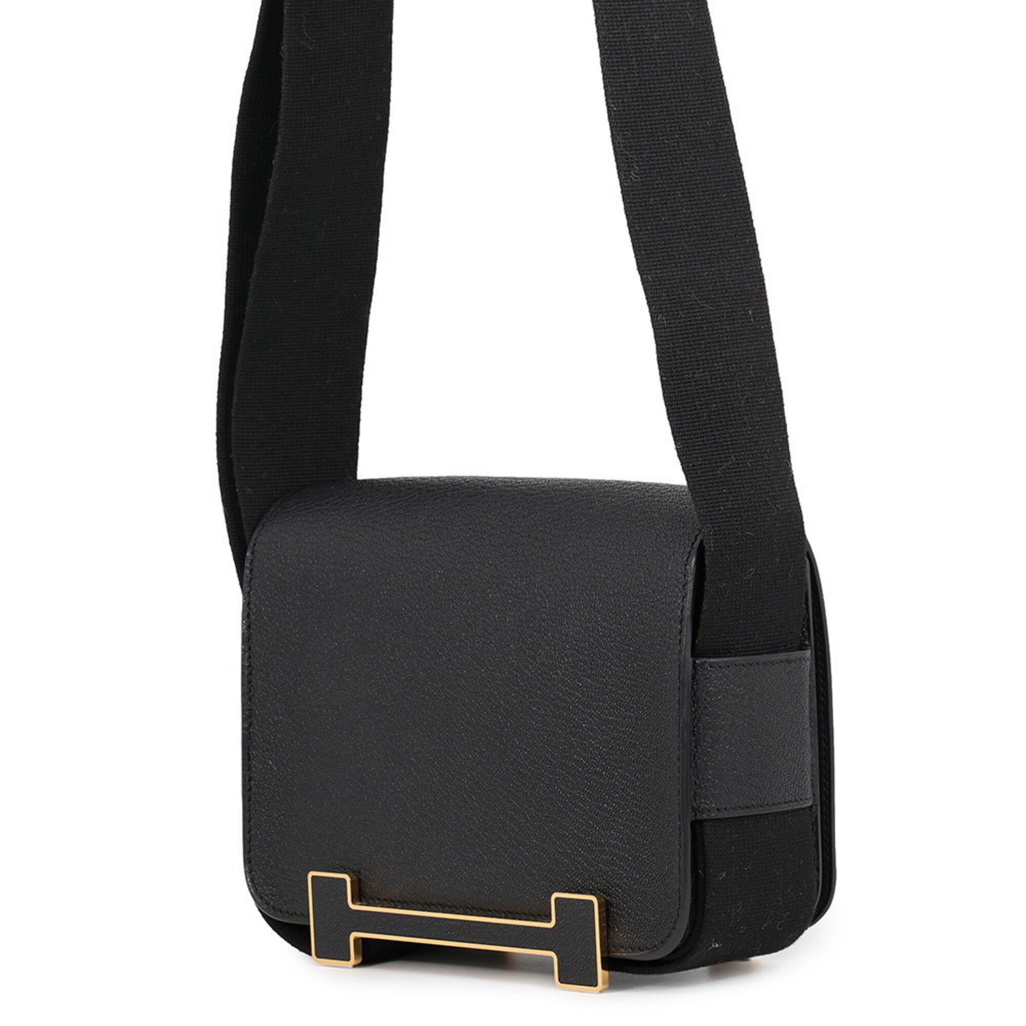 Hermes Black Chevre Myzore Leather Handbag Shoulder Bag (Pre-Owned)