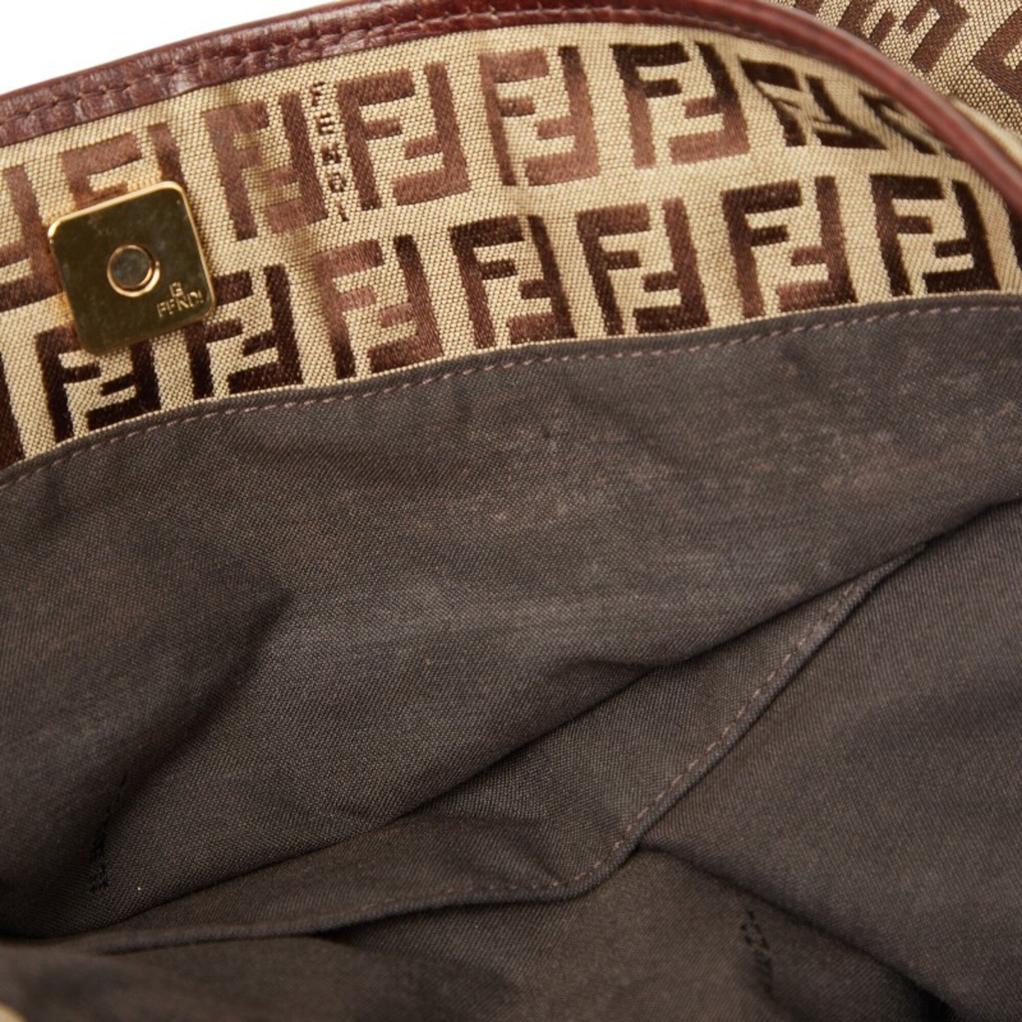 Fendi Beige Brown Canvas Leather Tote Bag (Pre-Owned)