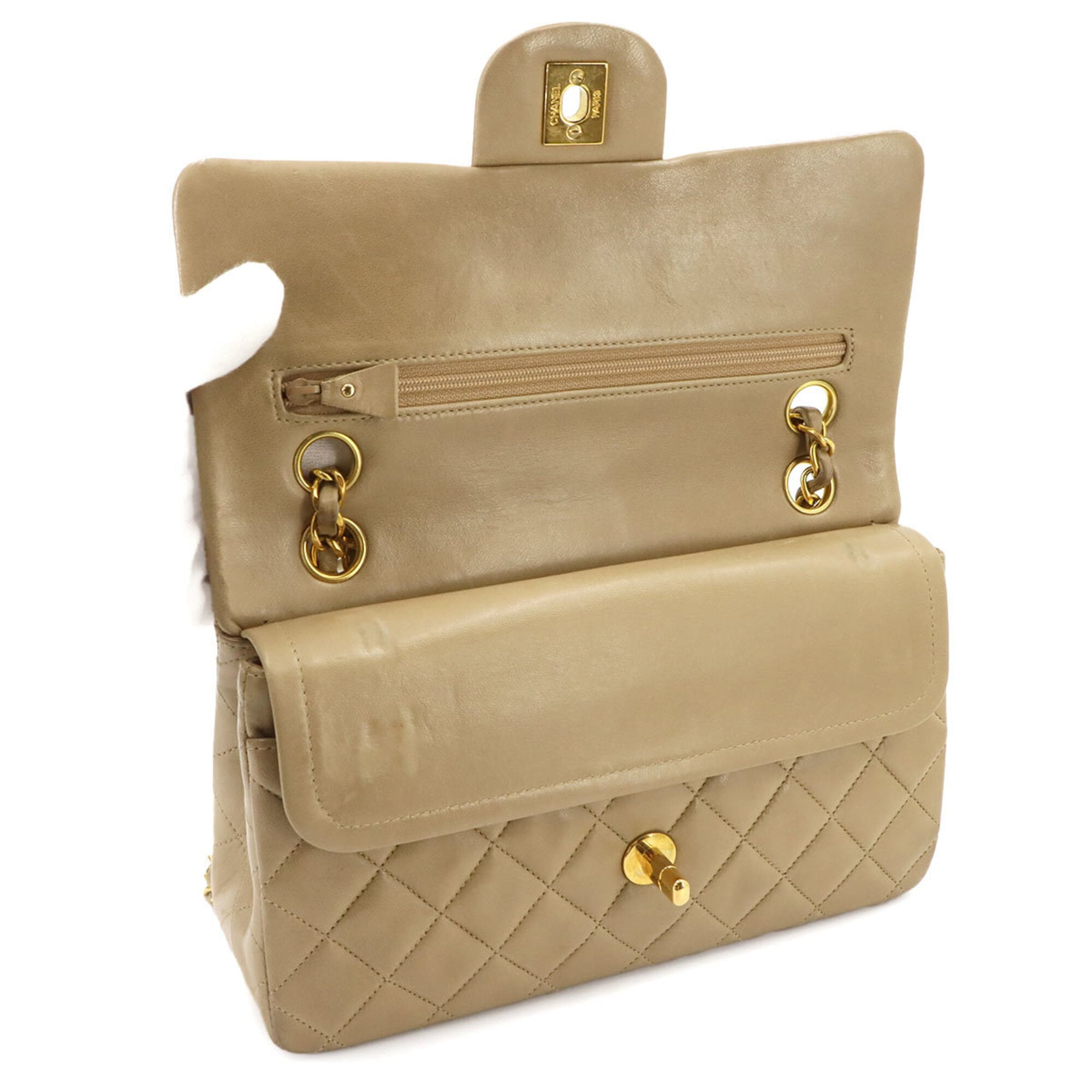 Chanel Beige Leather Shoulder Bag (Pre-Owned)