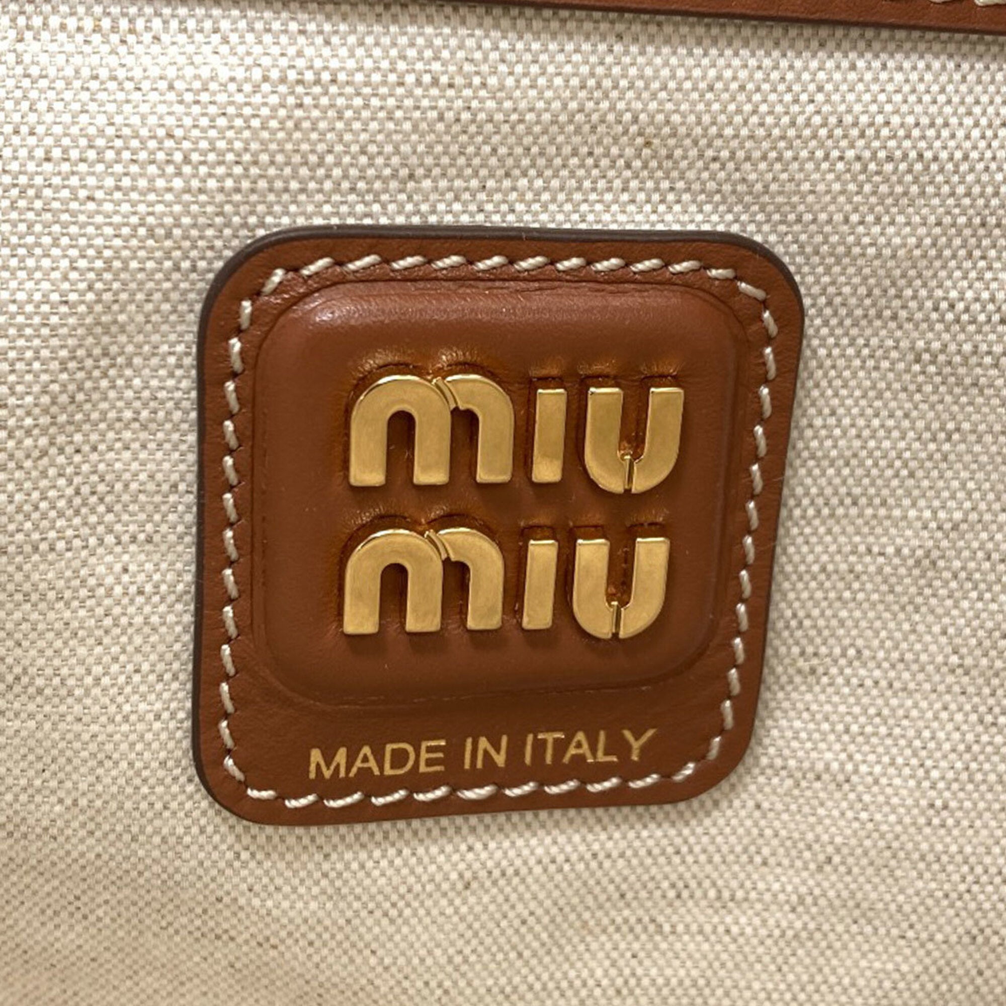 Miu Miu Brown Canvas Tote Bag (Pre-Owned)