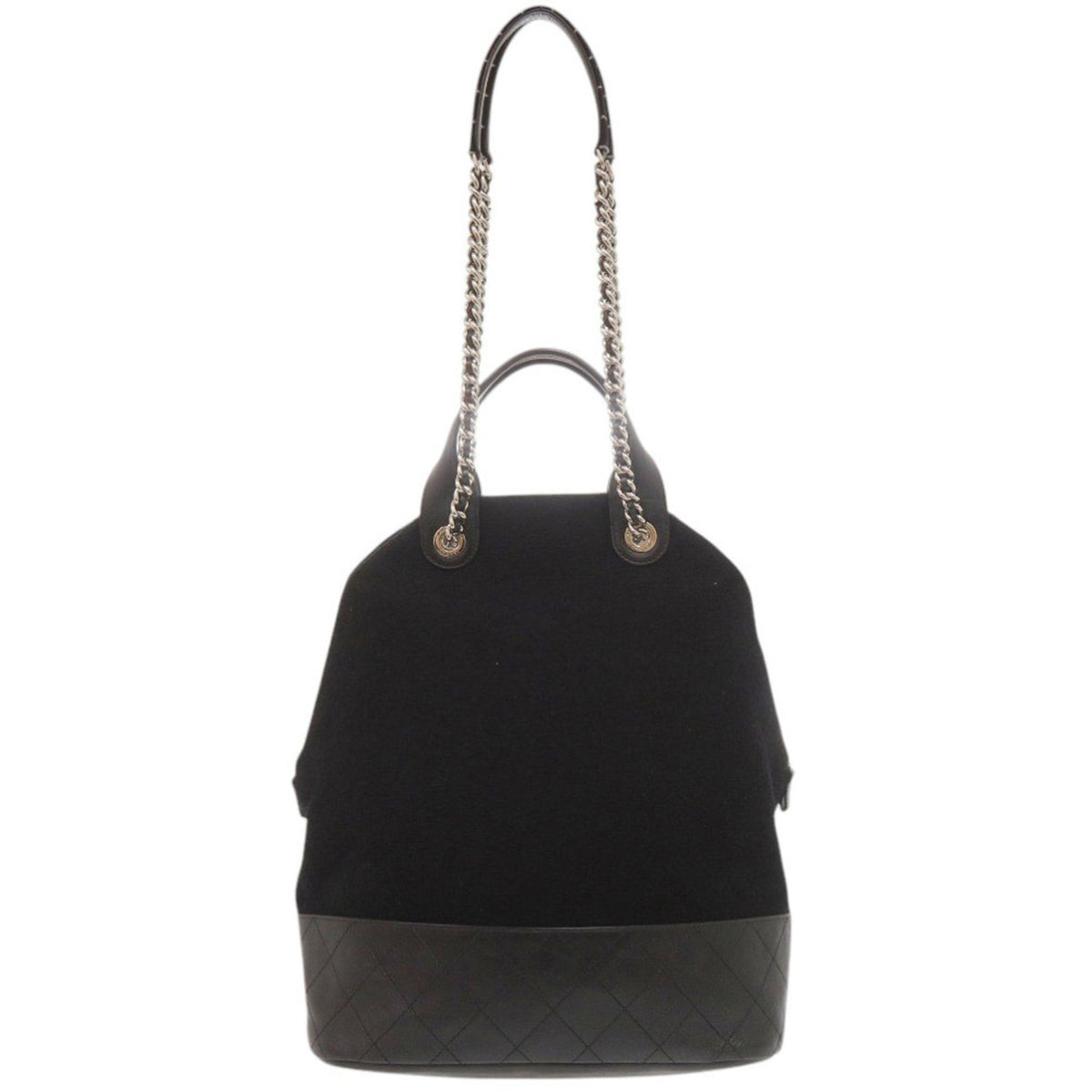 Chanel Black Wool Leather Shoulder Bag (Pre-Owned)