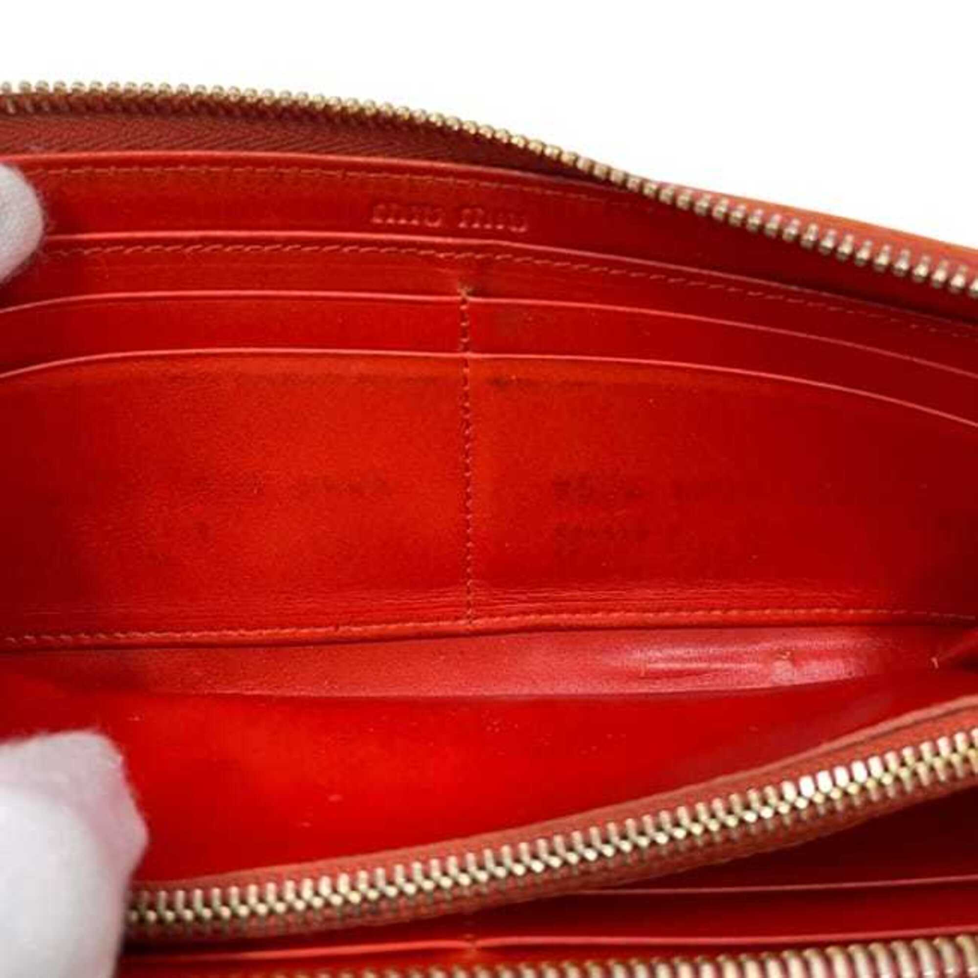 Miu Miu Orange Leather Long Wallet (Bi-Fold) (Pre-Owned)