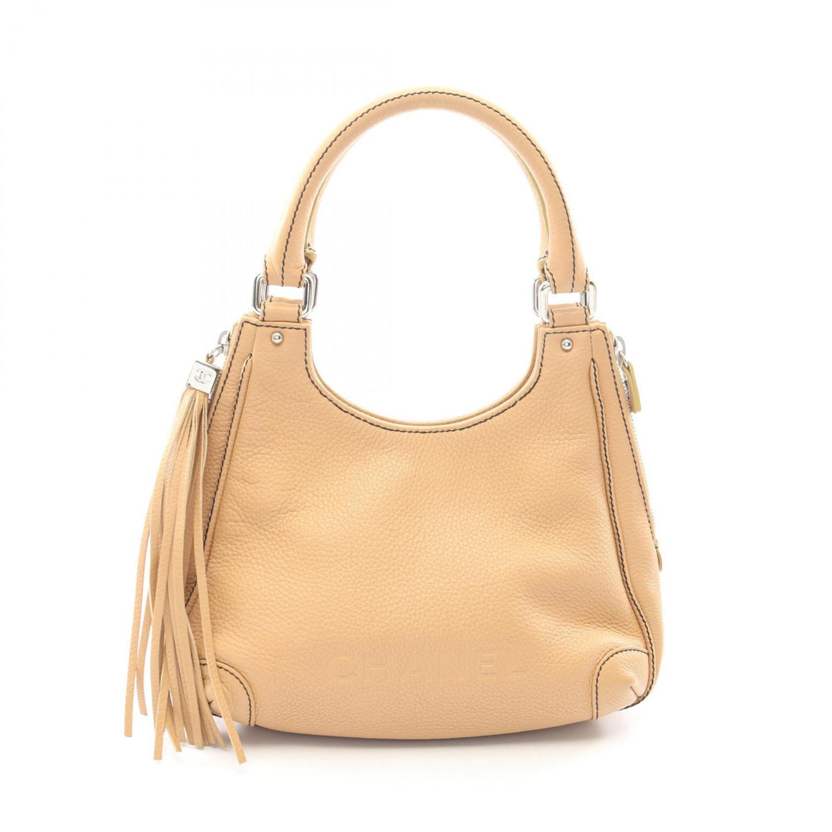 Chanel Beige Grained Calfskin Handbag (Pre-Owned)