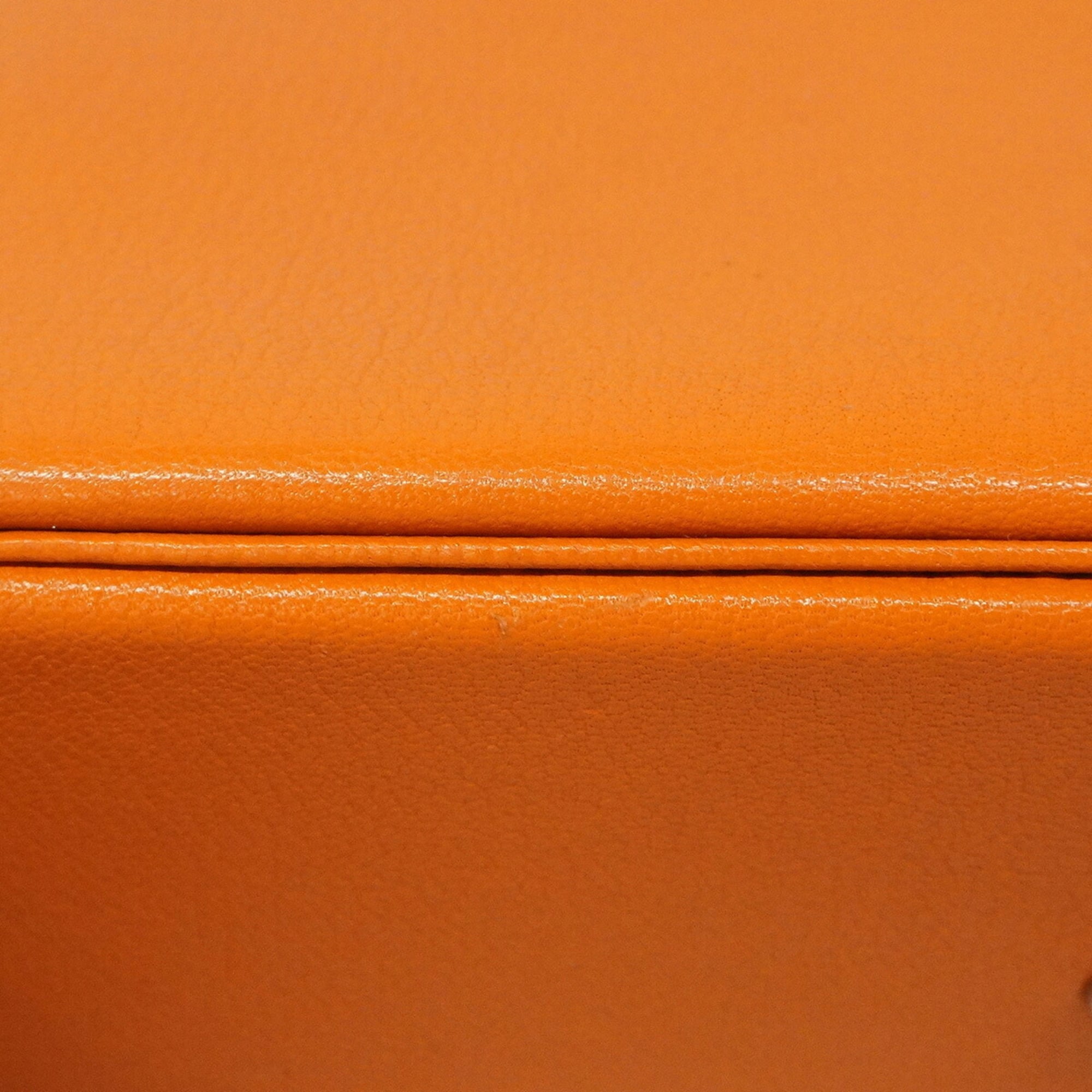 Hermes Orange Chevre Leather Handbag (Pre-Owned)