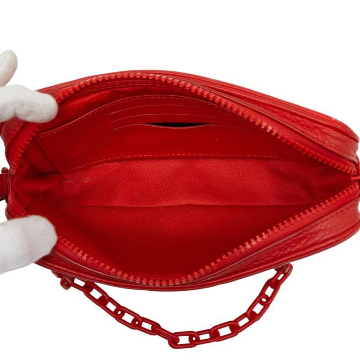 Louis Vuitton Red Color Leather Clutch Bag Pochette (Pre-Owned)