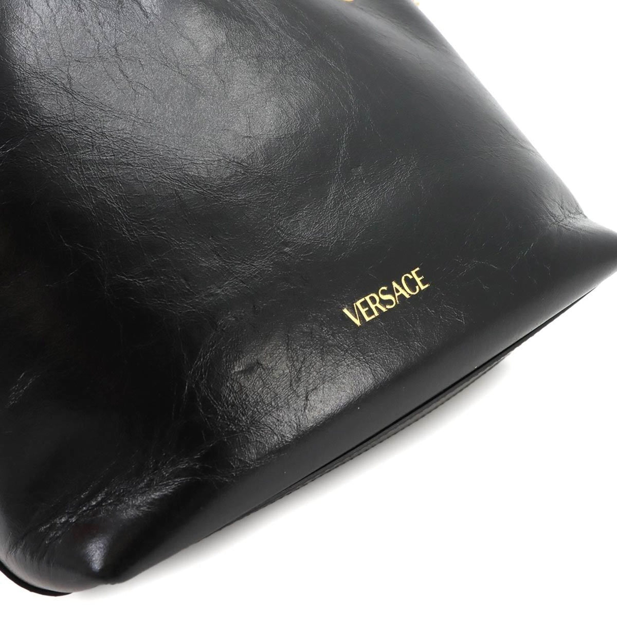 Versace Black Leather Handbag Shoulder Bag (Pre-Owned)